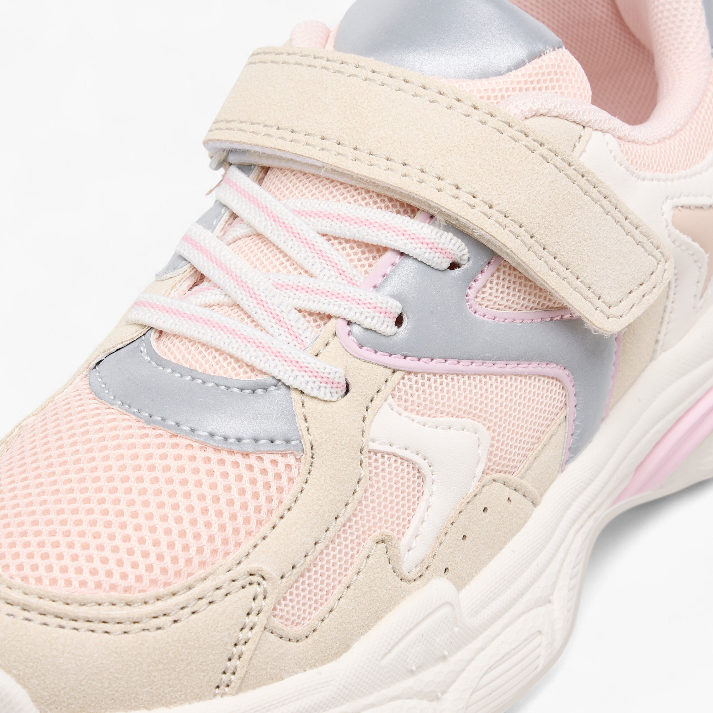 Little Missy Panelled Sneakers with Hook and Loop Closure-girls-shoes-sneakers-image-4