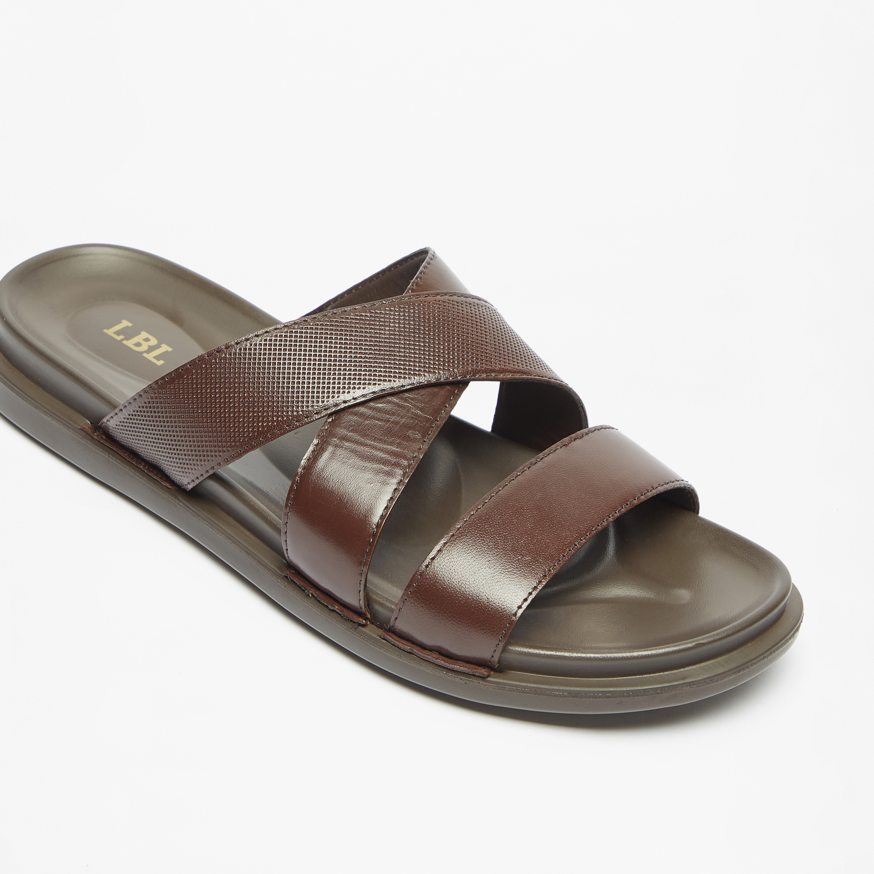 Solid Slip-On Cross Strap Sandals