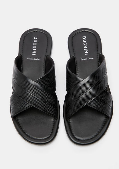 Duchini Men's Textured Slip-On Cross Strap Sandals-Men%27s Sandals-image-4