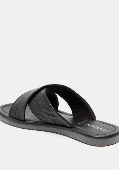 Duchini Men's Textured Slip-On Cross Strap Sandals-Men%27s Sandals-image-2