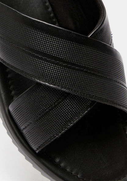 Duchini Men's Textured Slip-On Cross Strap Sandals-Men%27s Sandals-image-3
