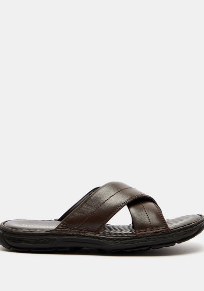 Duchini Men's Slip-On Cross Strap Sandals
