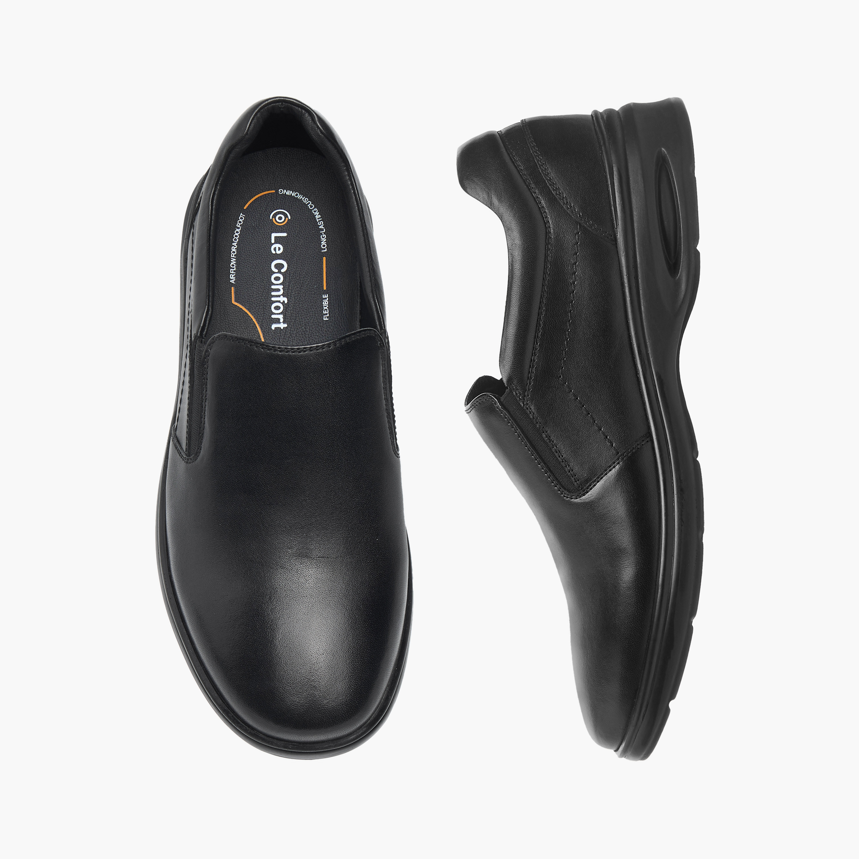 حذاء سهل الارتداء جلد سادة من لو كونفورت-men-shoes-formalshoes-image-1