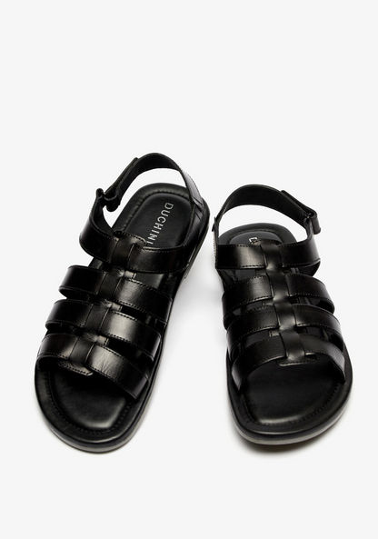 Duchini Men's Open Toe Sandals with Hook and Loop Closure