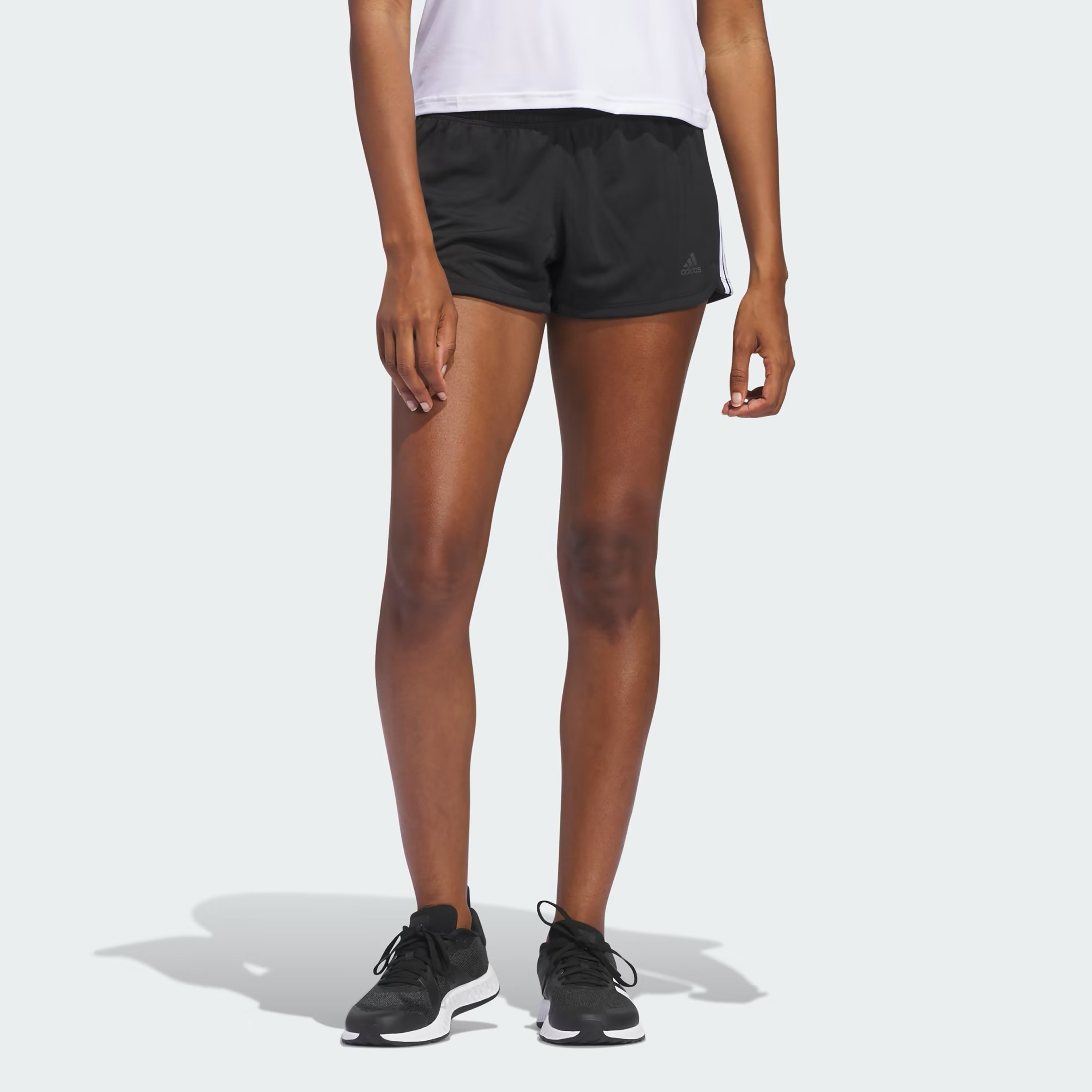 شورتس اديداس باسر 3 إس محبوك للنساء مع 3 خطوط-sports-women-clothing-athleticskirtsandshorts-image-1