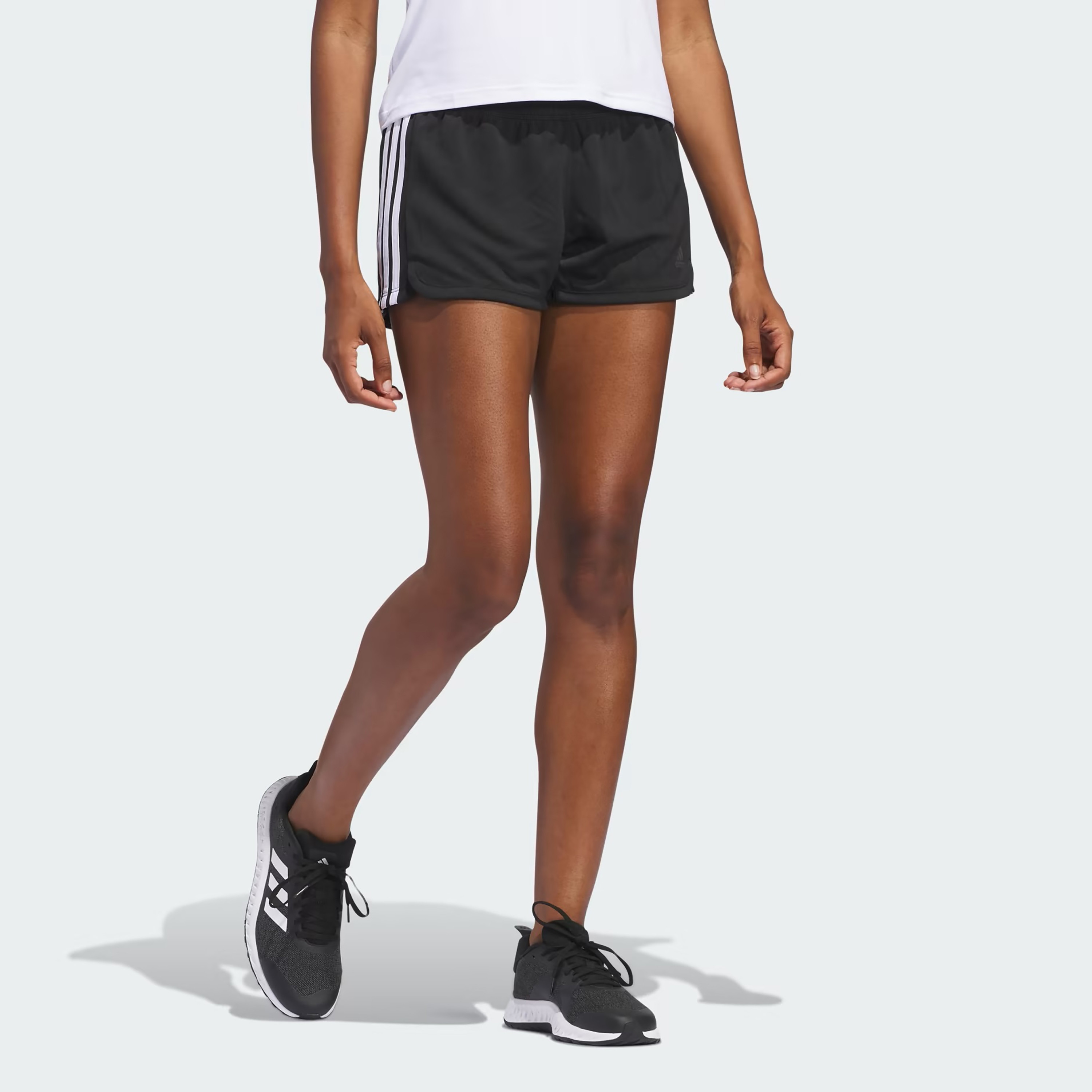 شورتس اديداس باسر 3 إس محبوك للنساء مع 3 خطوط-sports-women-clothing-athleticskirtsandshorts-image-2