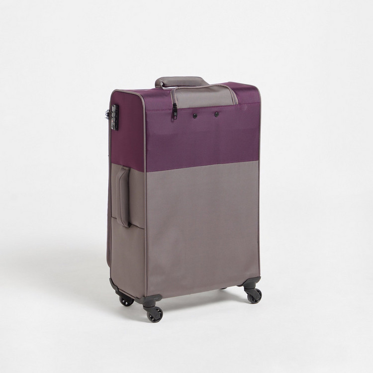 IT Textured Solid Trolley Bag with Retractable Handle and Wheels