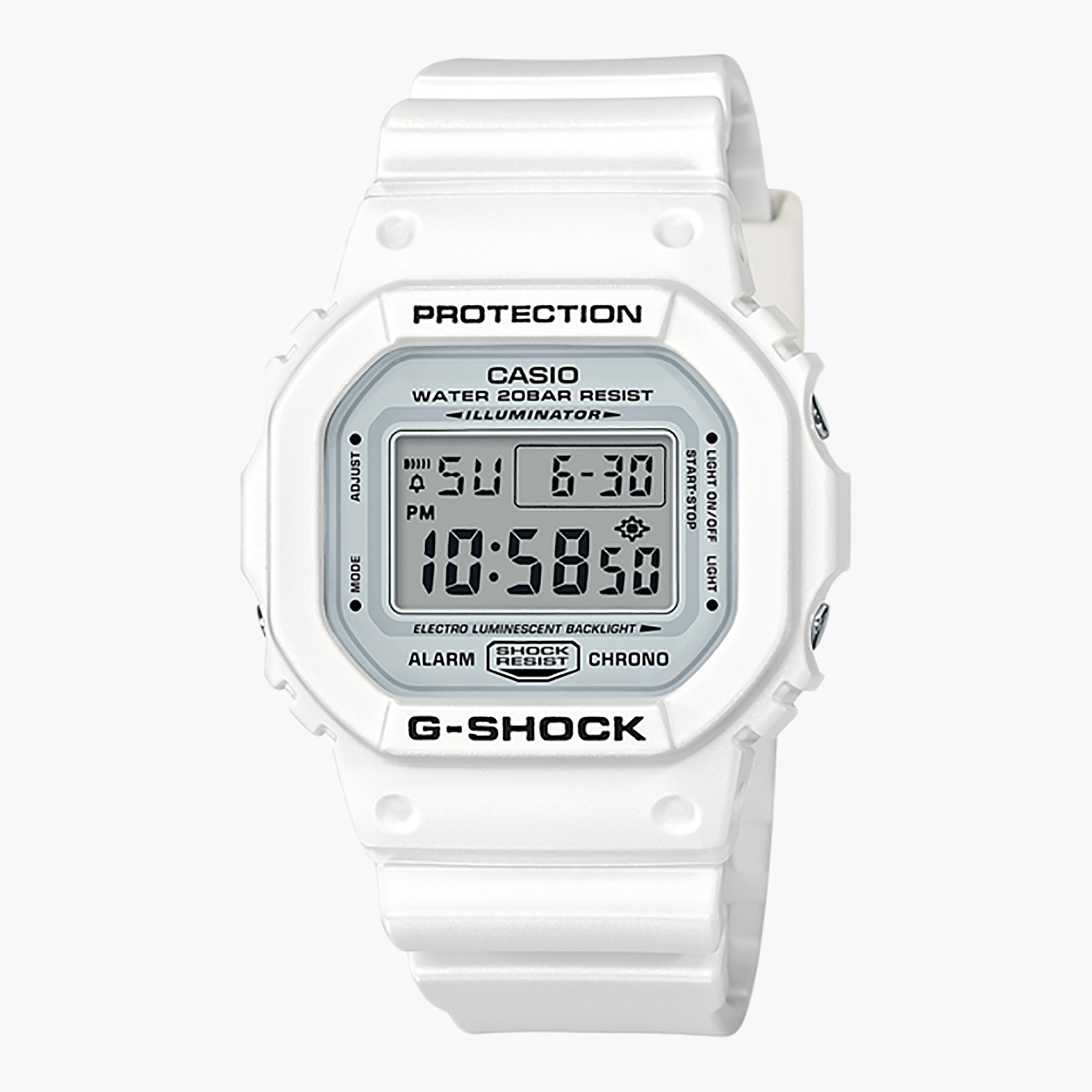 G -Shock Men's White Digital Resin Strap Watch -DW-5600MW-7DR-men-watchesandjewellery-watches-image-1