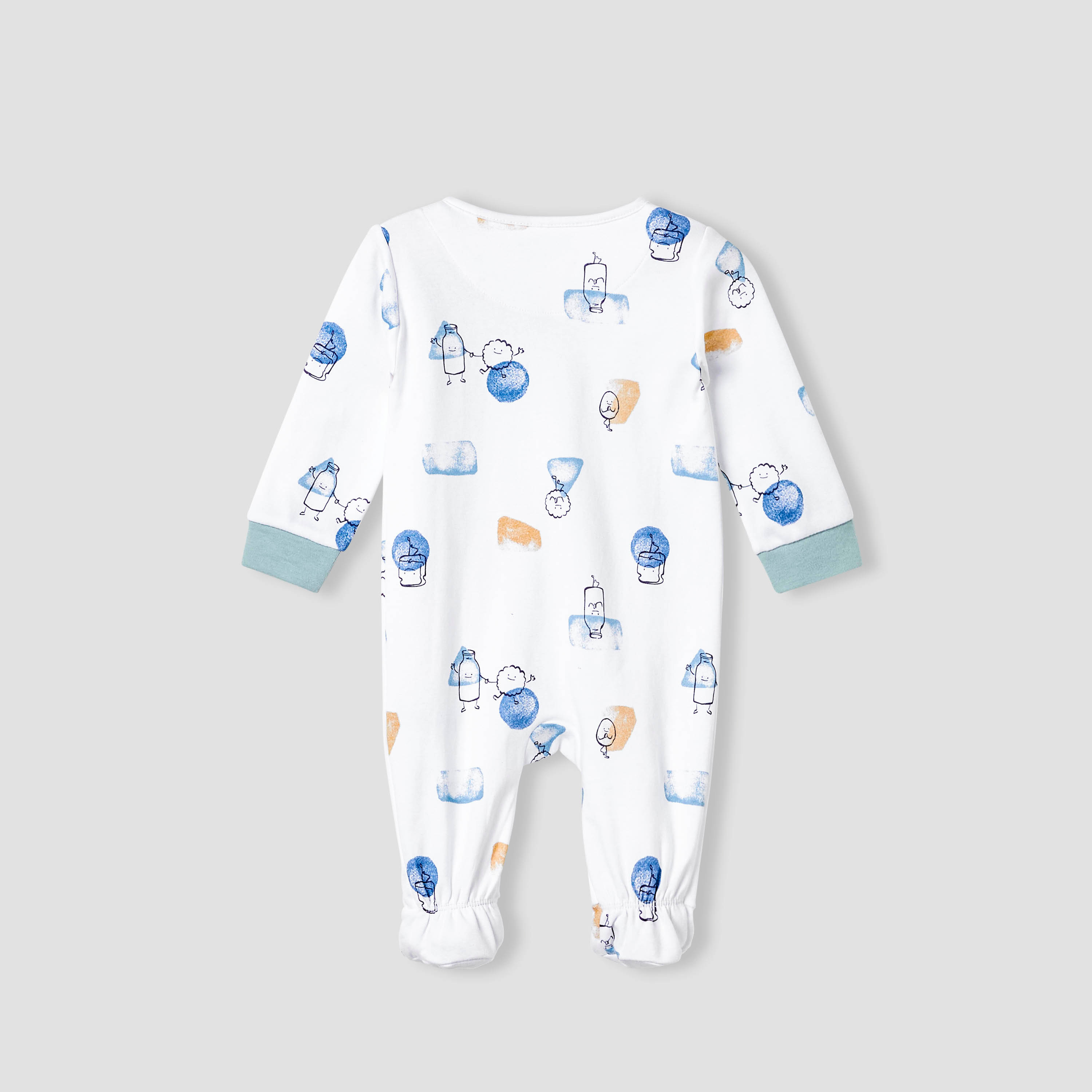 Juniors Round Neck Footed Sleepsuit with Fun Print - Cotton - Long Sleeves-baby-boys-clothing-nightwear-sleepsuits-image-2