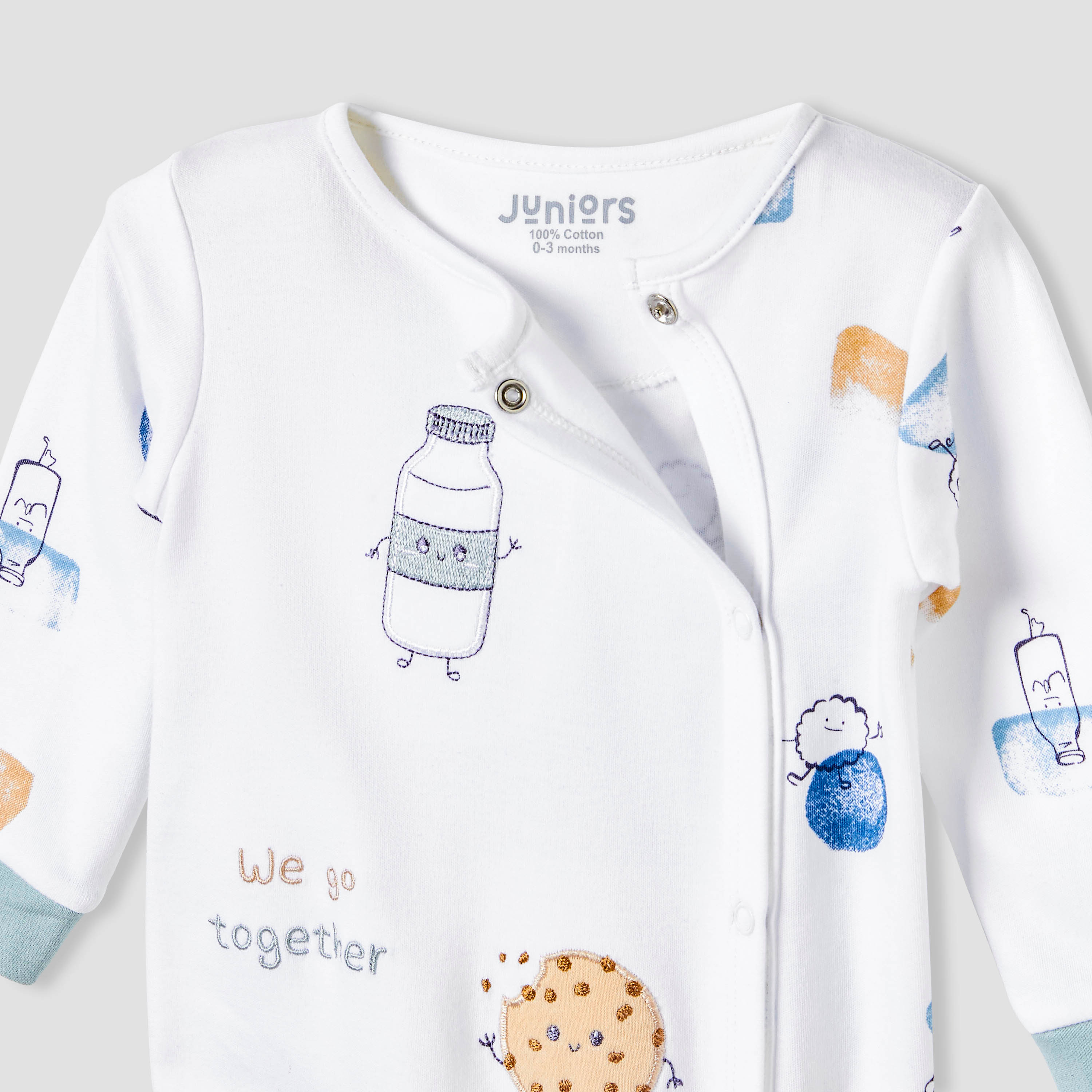Juniors Round Neck Footed Sleepsuit with Fun Print - Cotton - Long Sleeves-baby-boys-clothing-nightwear-sleepsuits-image-3