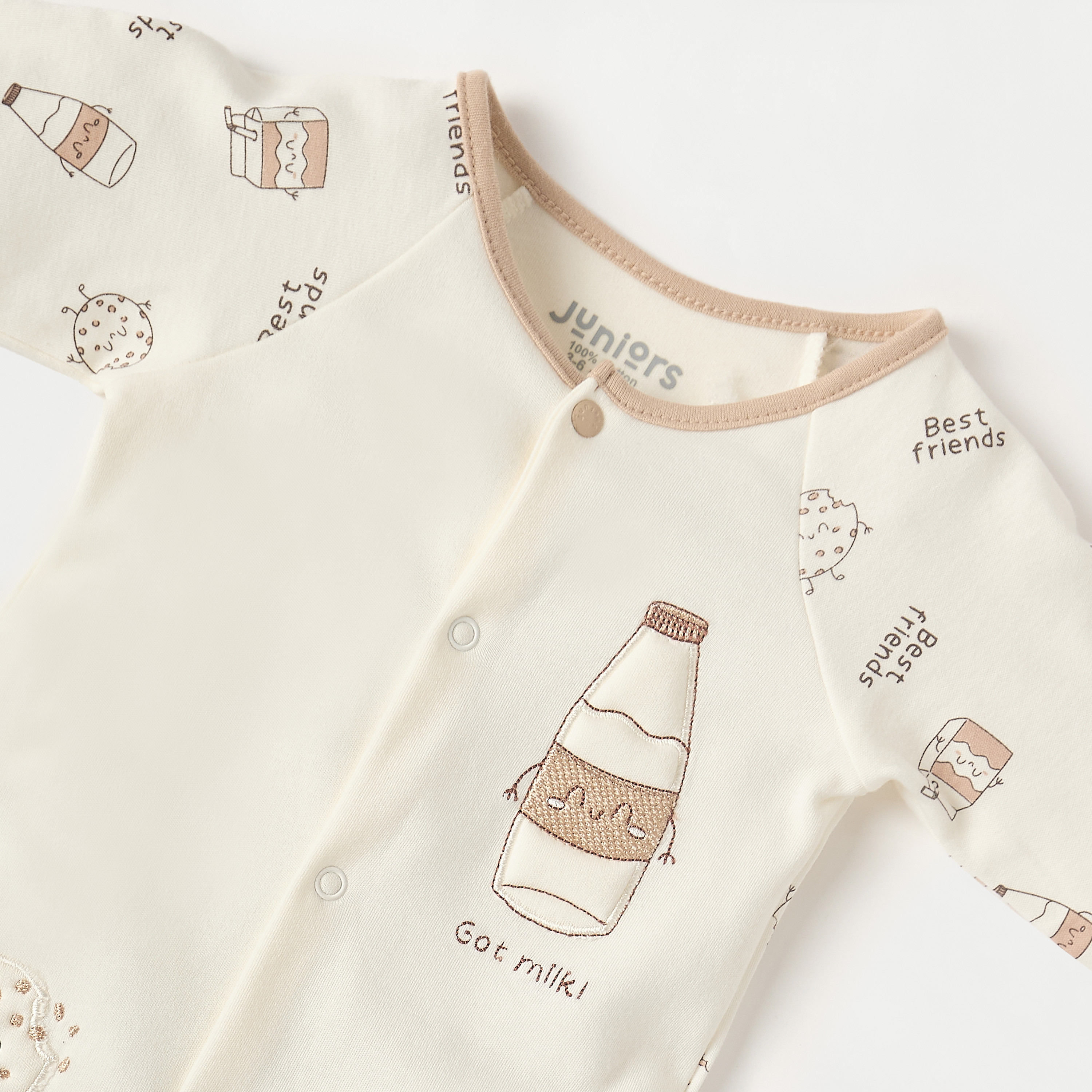 Juniors Printed Closed Feet Sleepsuit with Long Sleeves and Button Closure-baby-boys-clothing-nightwear-sleepsuits-image-3