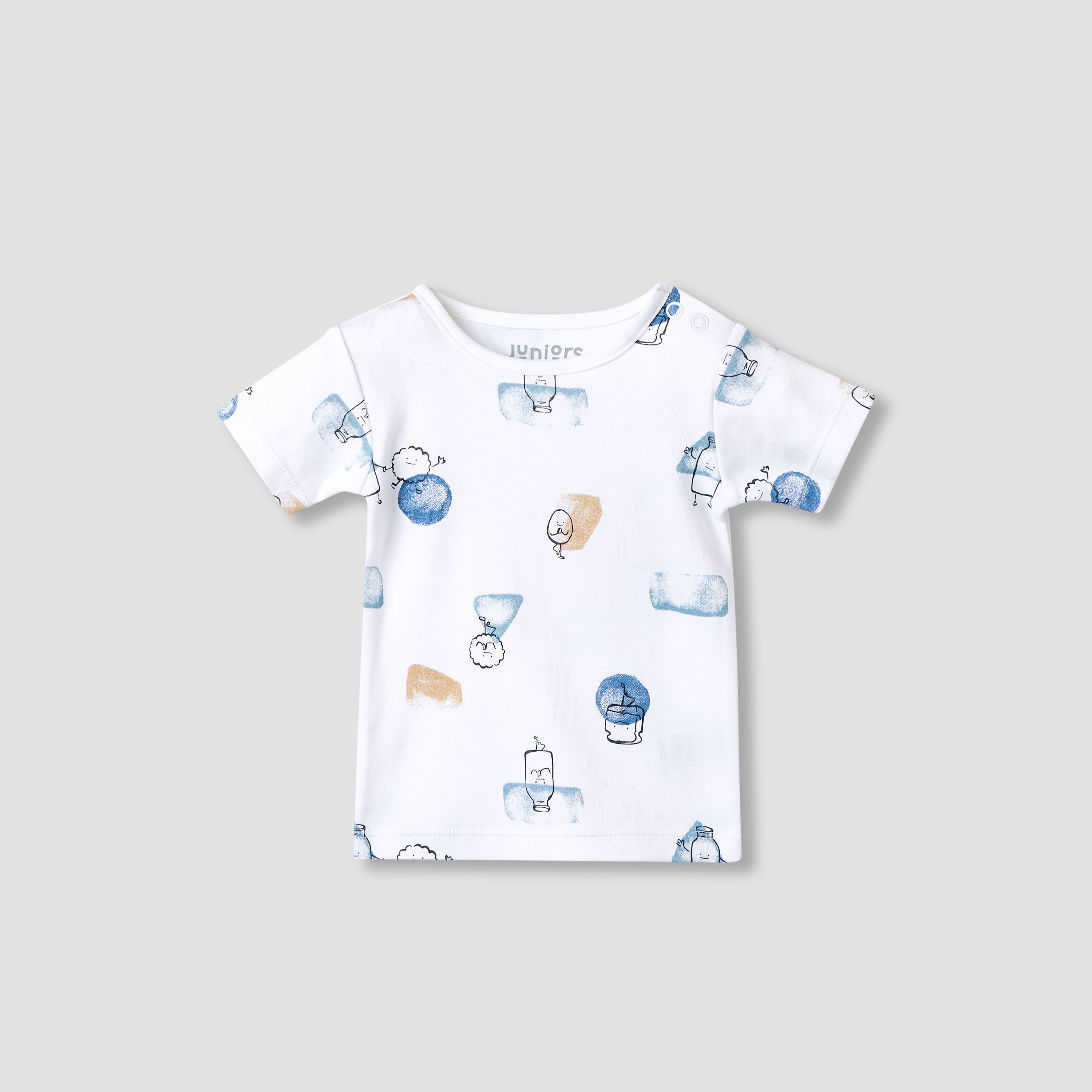 Juniors Embroidered Dungaree and Printed T-shirt Set-baby-boys-clothing-rompers-image-3