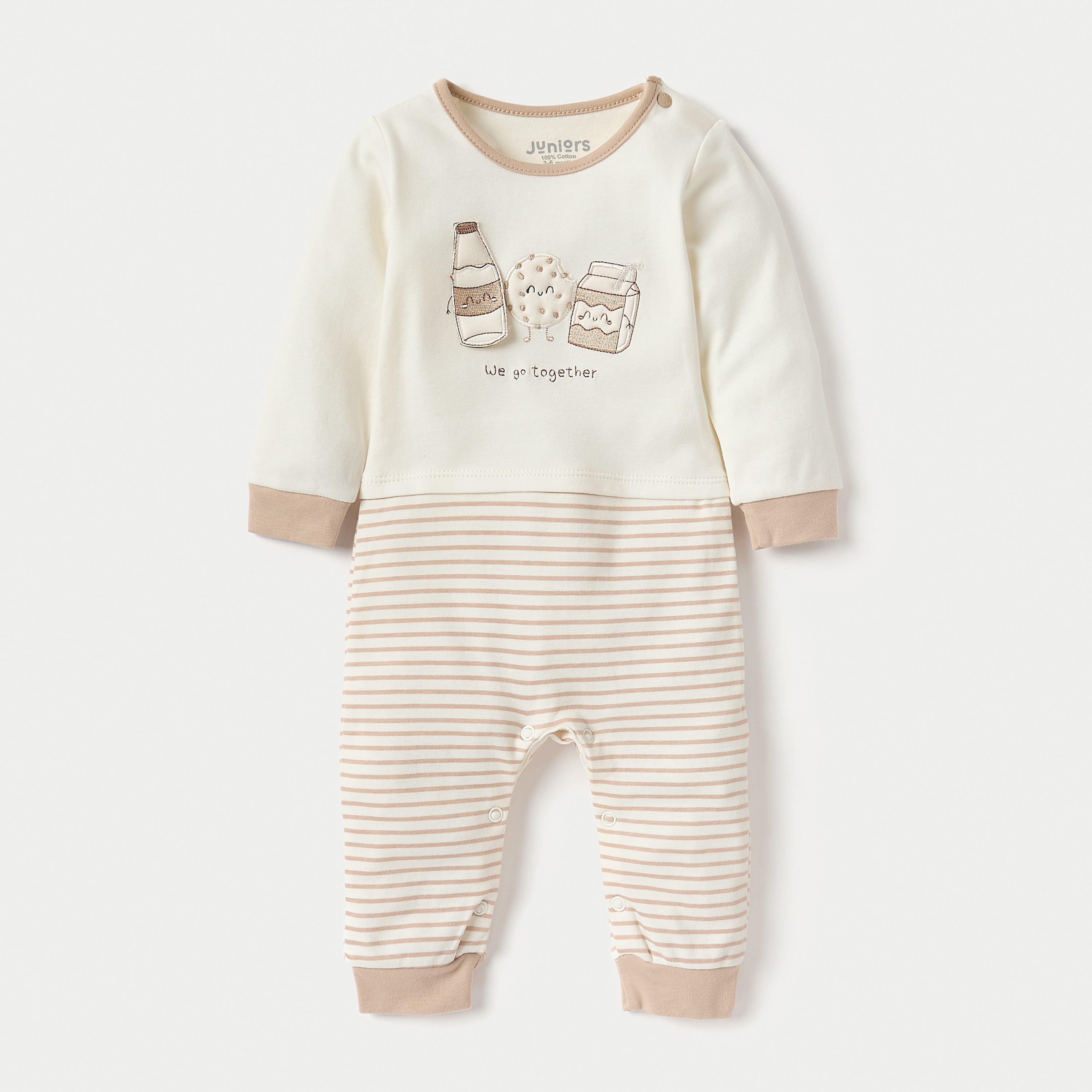 Juniors Applique Detail Sleepsuit with Long Sleeves and Button Closure-baby-boys-clothing-nightwear-sleepsuits-image-1
