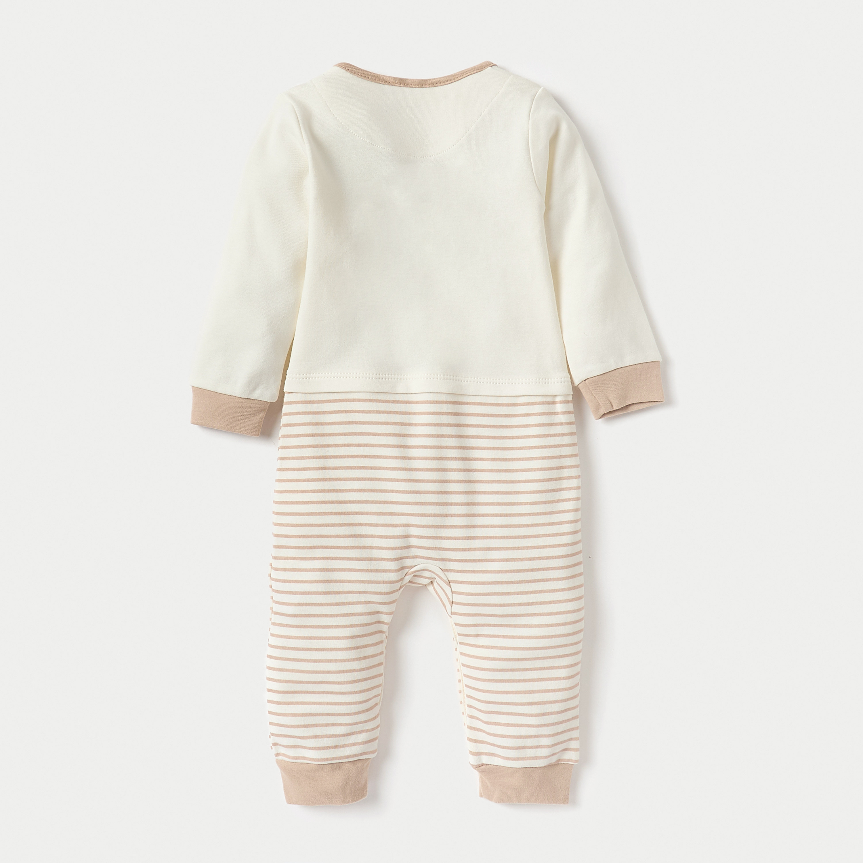 Juniors Applique Detail Sleepsuit with Long Sleeves and Button Closure-baby-boys-clothing-nightwear-sleepsuits-image-2