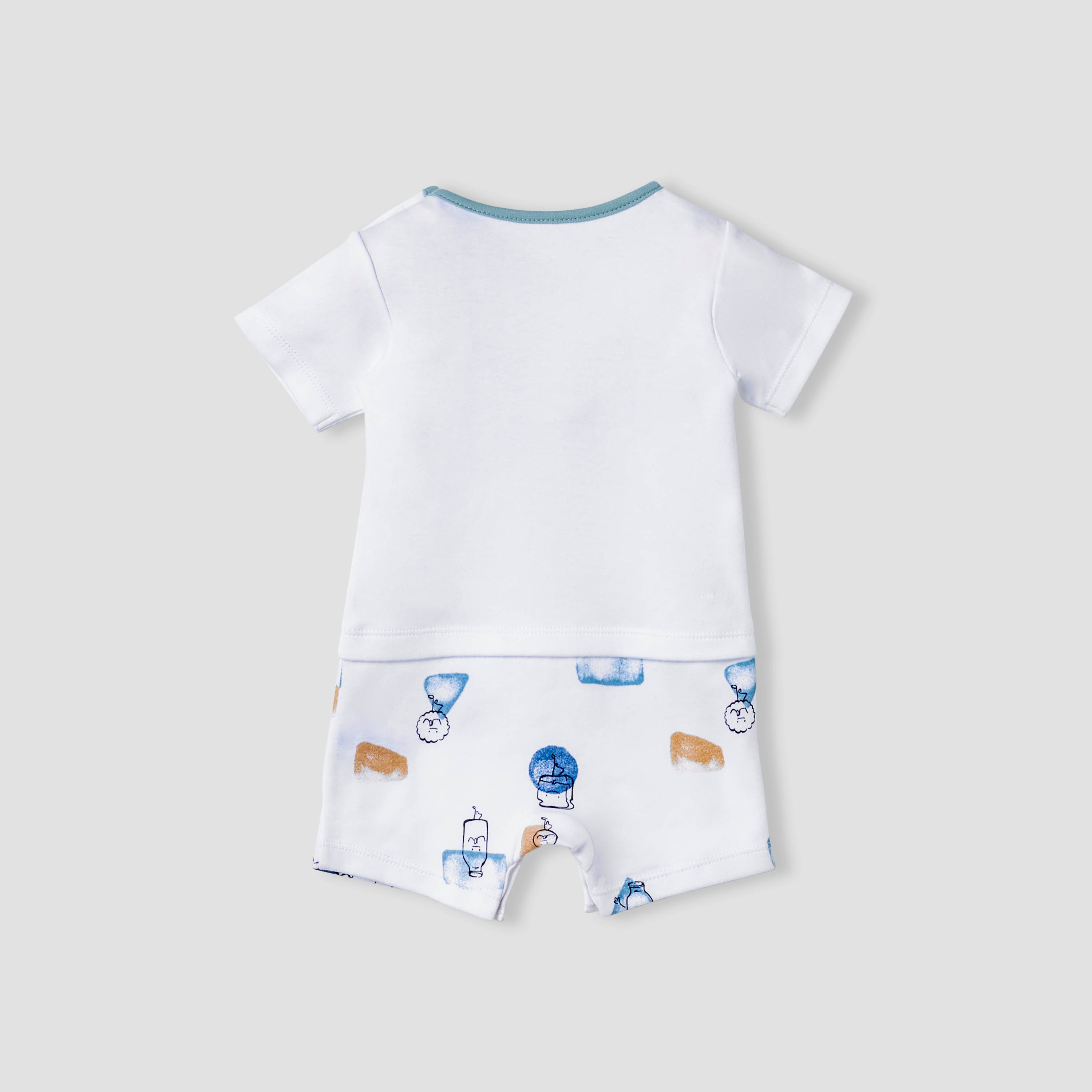 Juniors Round Neck Romper with Fun Embroidery - Cotton - Short Sleeves-baby-boys-clothing-rompers-image-2