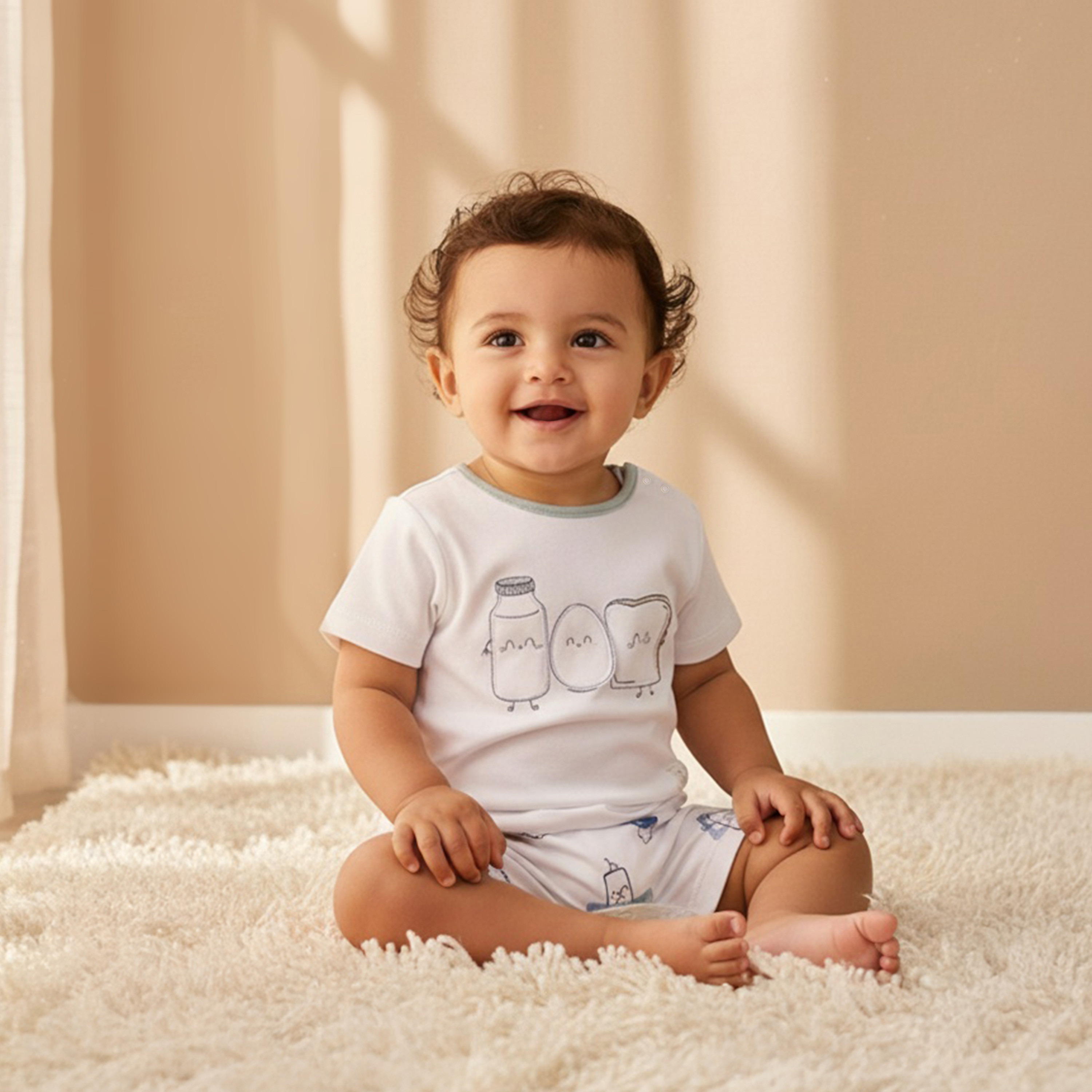 Juniors Round Neck Romper with Fun Embroidery - Cotton - Short Sleeves-baby-boys-clothing-rompers-image-6