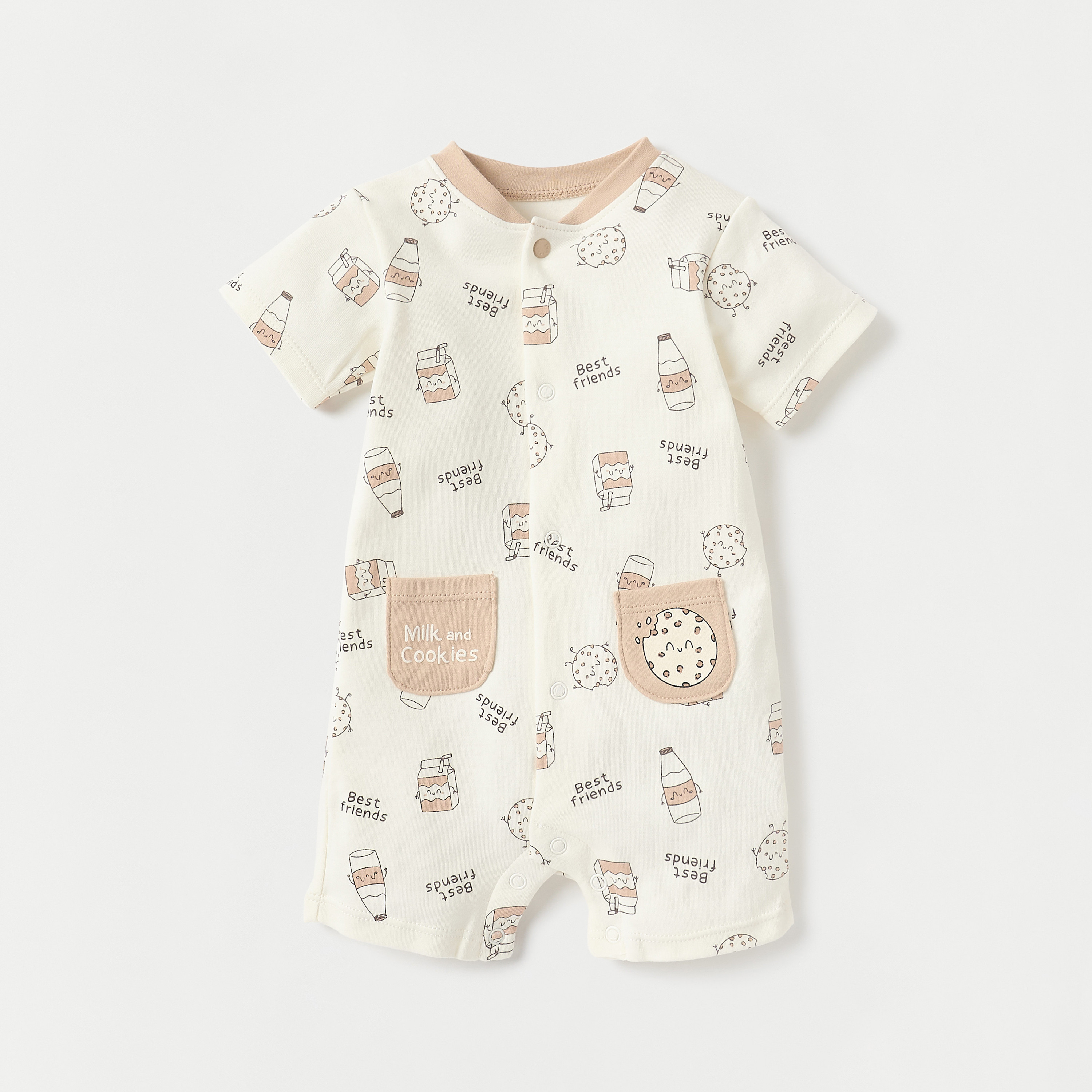 Juniors All-Over Print Romper with Round Neck and Short Sleeves-baby-boys-clothing-rompers-image-1