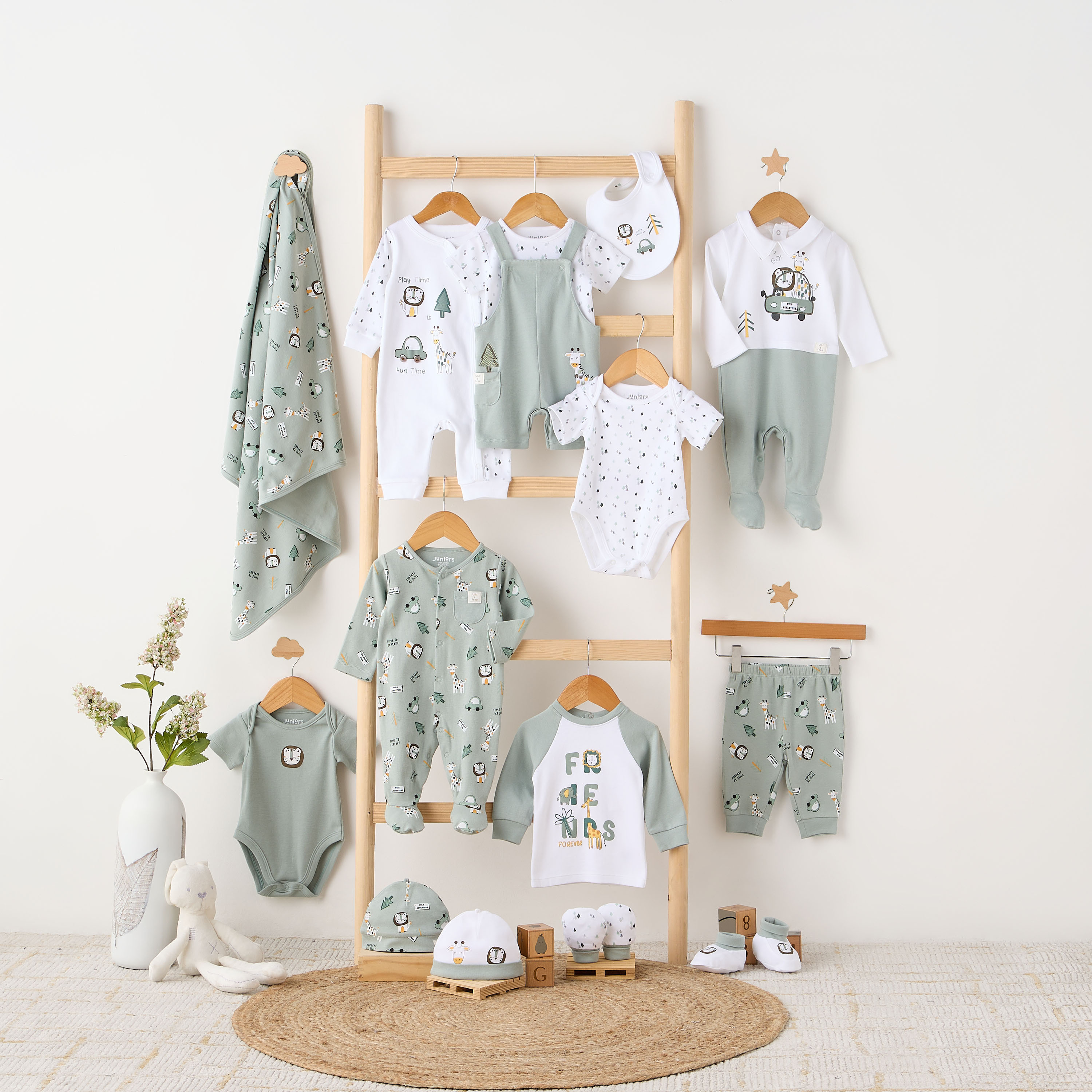 Juniors Collared Sleepsuit with Safari Print - Cotton - Long Sleeves-baby-boys-clothing-nightwear-sleepsuits-image-6