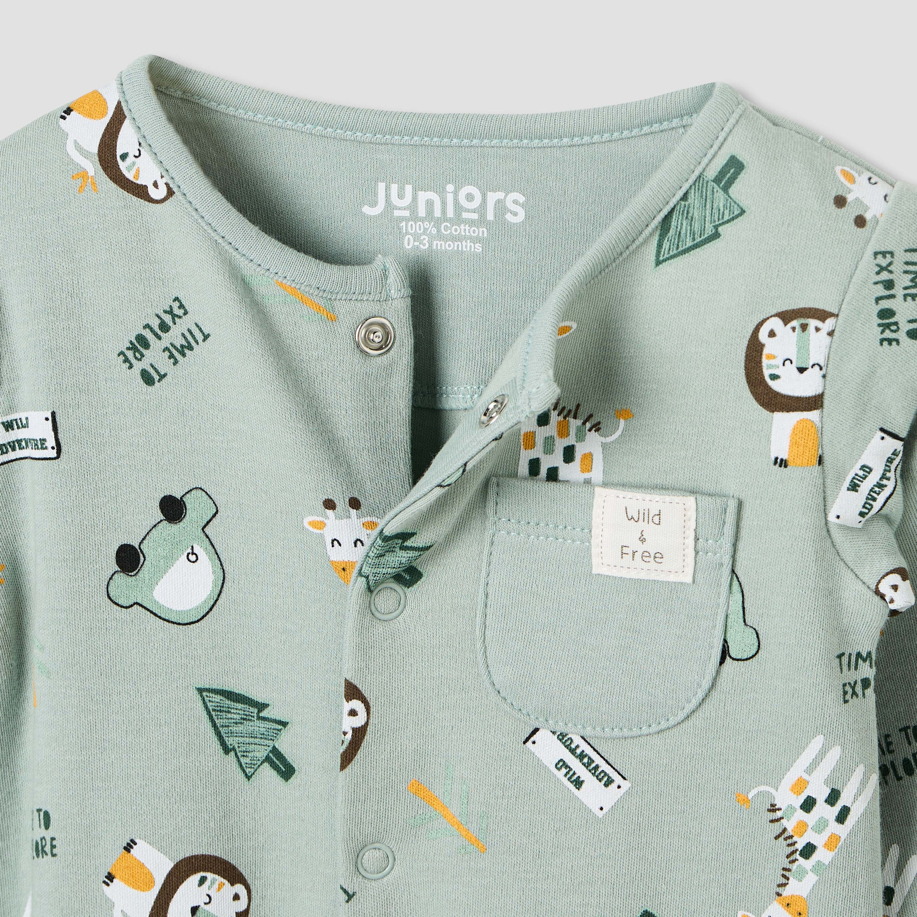 Juniors Round Neck Sleepsuit with Closed Feet - Cotton - Long Sleeves-baby-boys-clothing-nightwear-sleepsuits-image-3