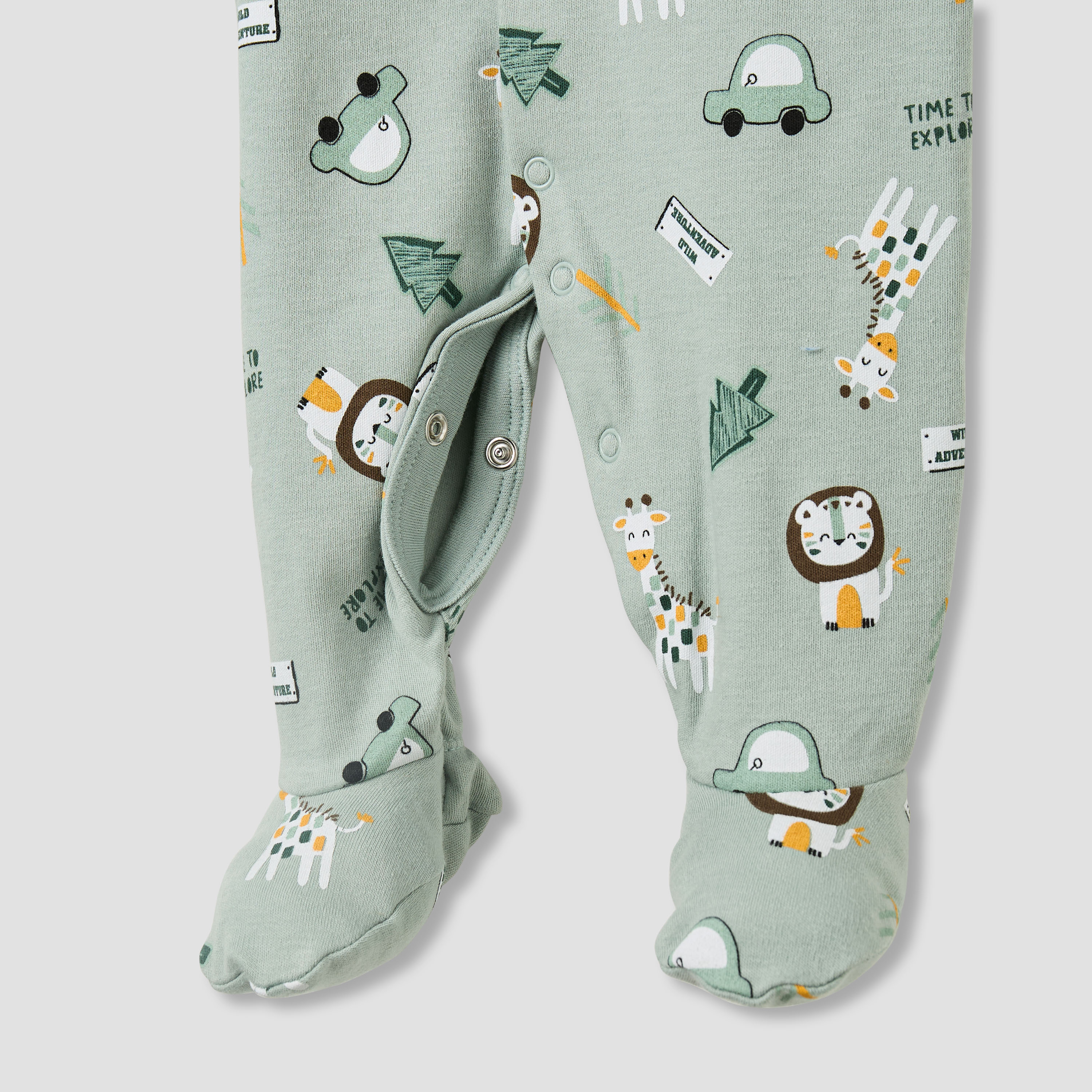 Juniors Round Neck Sleepsuit with Closed Feet - Cotton - Long Sleeves-baby-boys-clothing-nightwear-sleepsuits-image-4