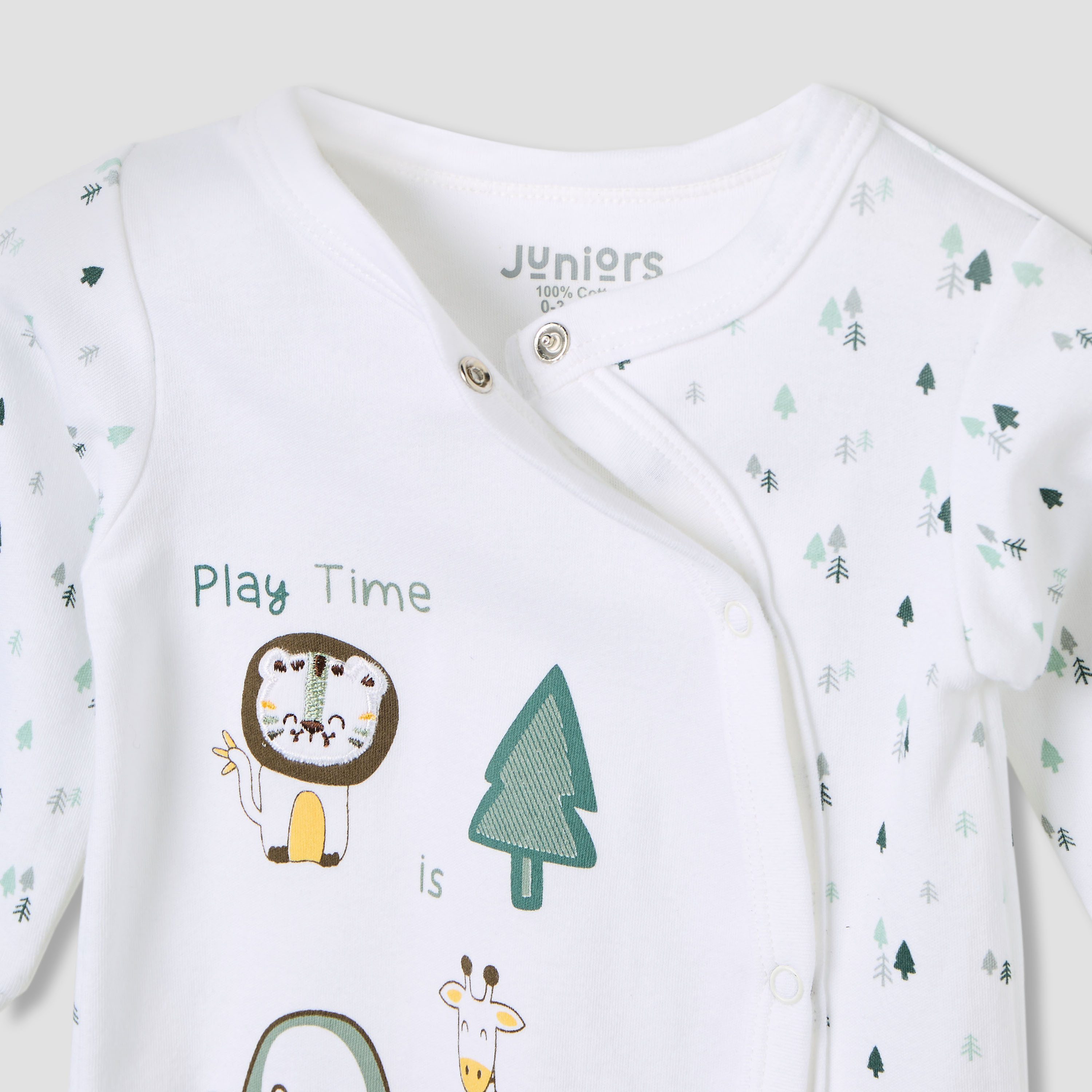 Juniors Crew Neck Sleepsuit with Animal Print - Cotton - Long Sleeves-baby-boys-clothing-nightwear-sleepsuits-image-3