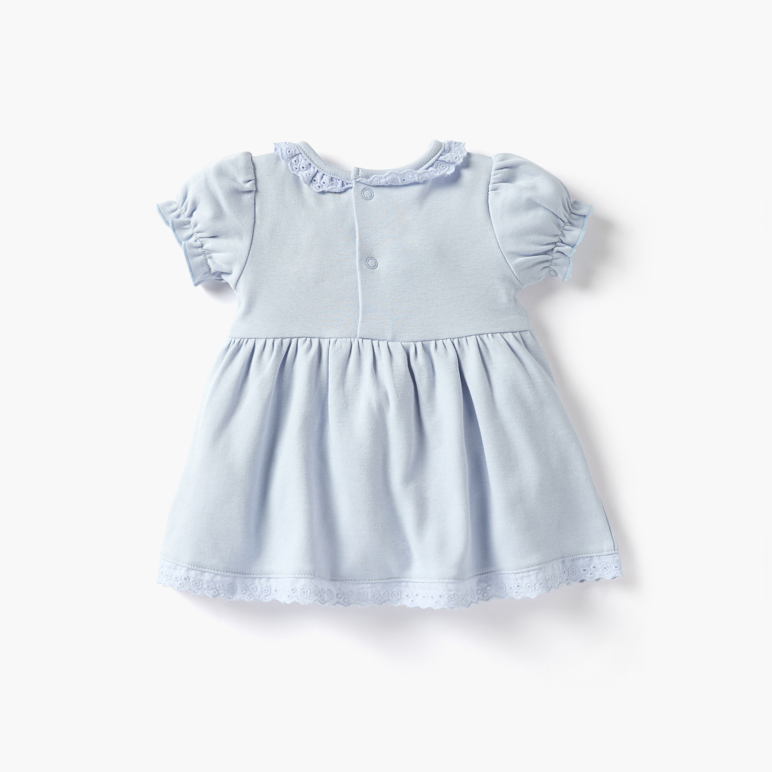Juniors Embroidered Dress with Round Neck and Short Sleeves-baby-girls-clothing-dressesandjumpsuits-image-2