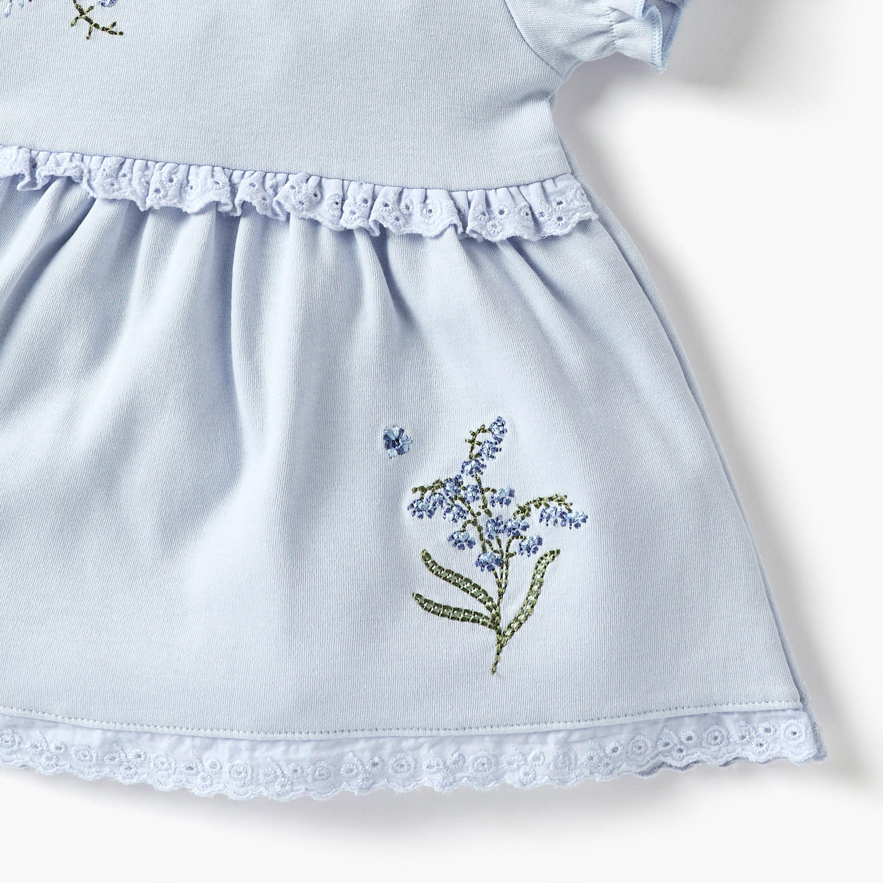 Juniors Embroidered Dress with Round Neck and Short Sleeves-baby-girls-clothing-dressesandjumpsuits-image-3