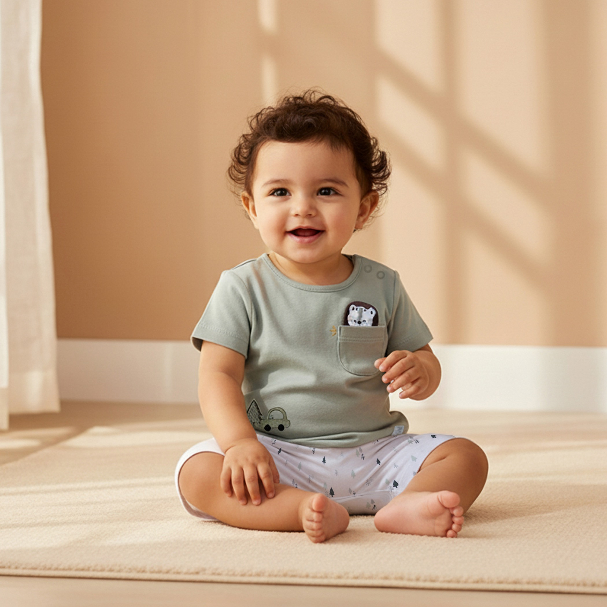 Juniors Round Neck Romper with Fun Embroidery - Cotton - Short Sleeves-baby-boys-clothing-rompers-image-6
