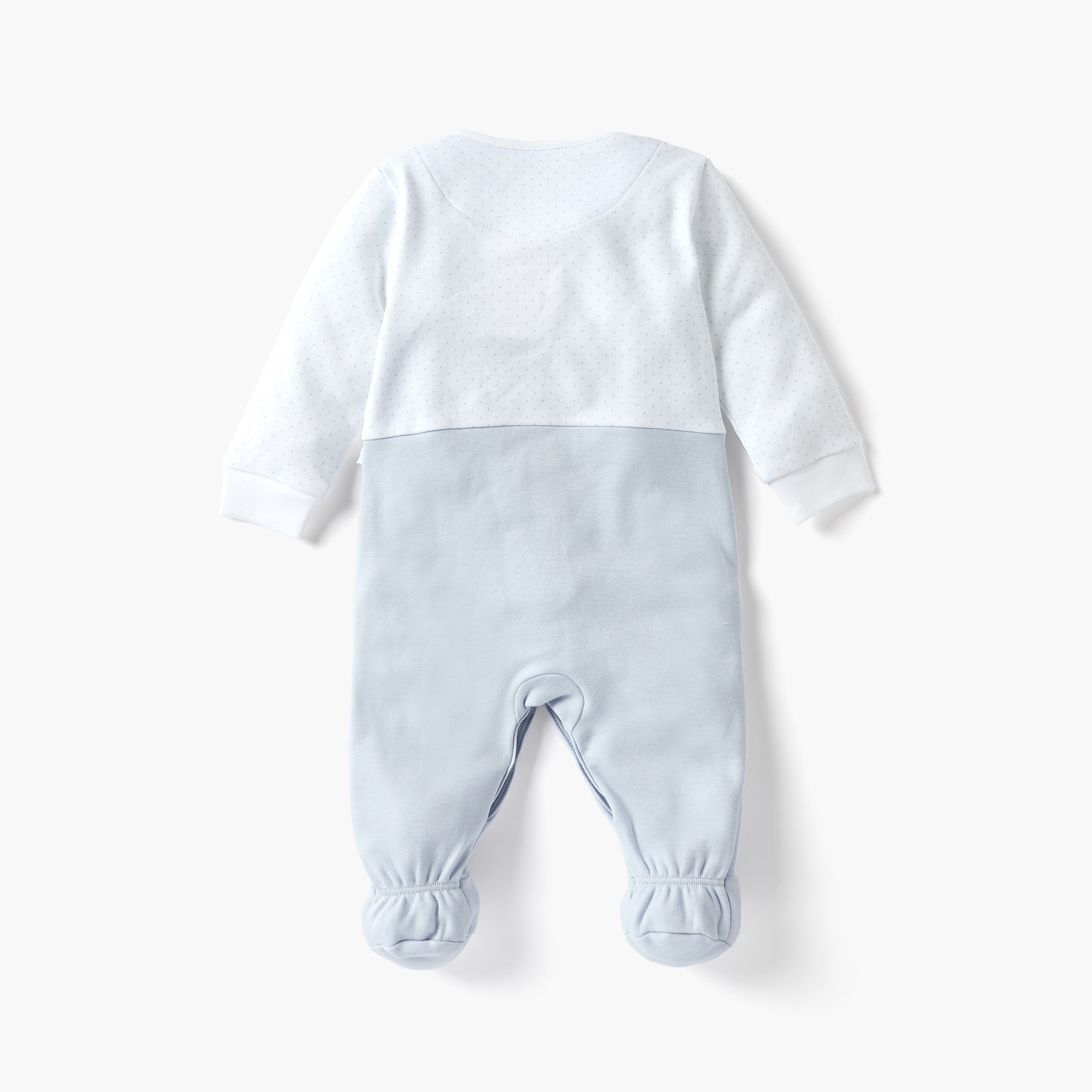 Juniors Floral Embroidered Closed Feet Sleepsuit with Long Sleeves-baby-girls-clothing-nightwear-sleepsuits-image-2