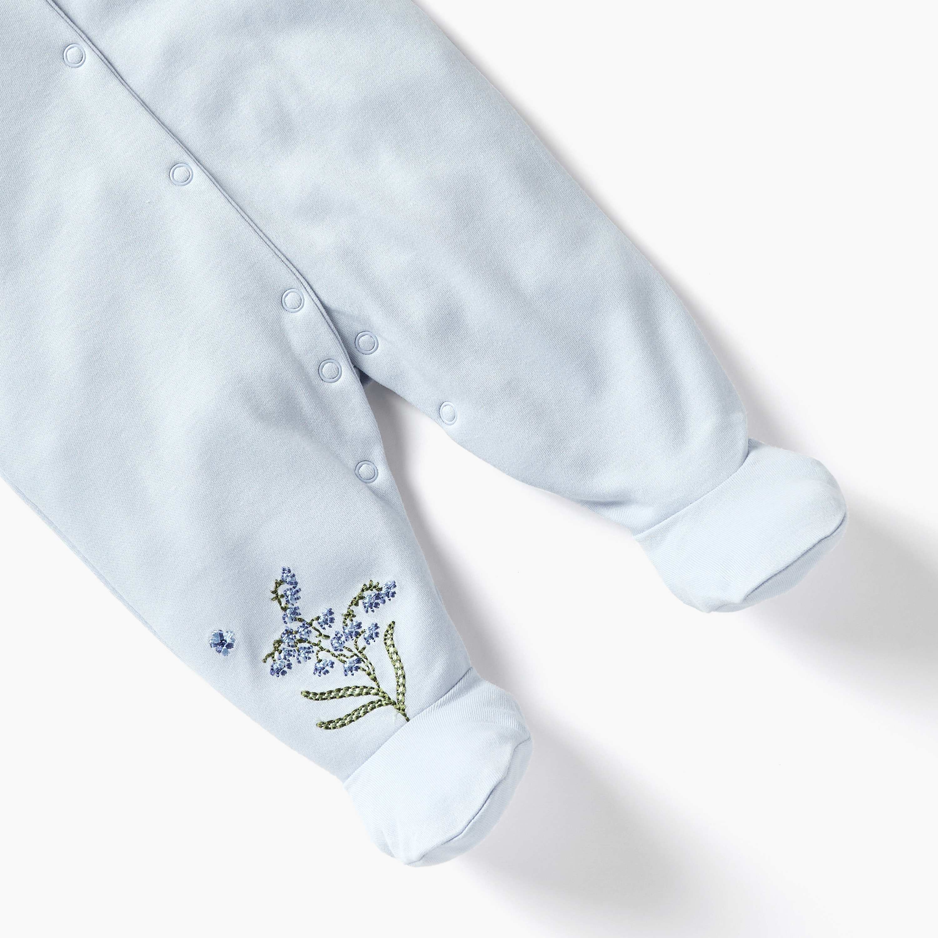 Juniors Floral Embroidered Closed Feet Sleepsuit with Long Sleeves-baby-girls-clothing-nightwear-sleepsuits-image-4