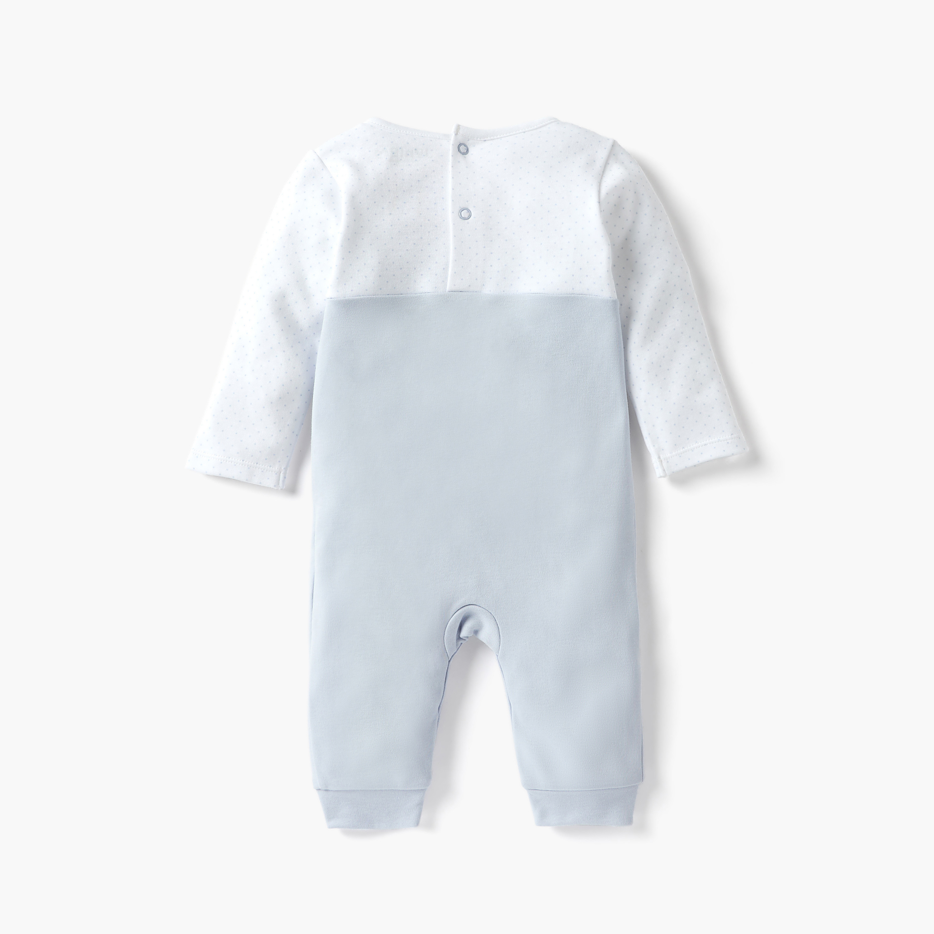 Juniors Embroidered Sleepsuit with Long Sleeves and Button Closure-baby-girls-clothing-nightwear-sleepsuits-image-2