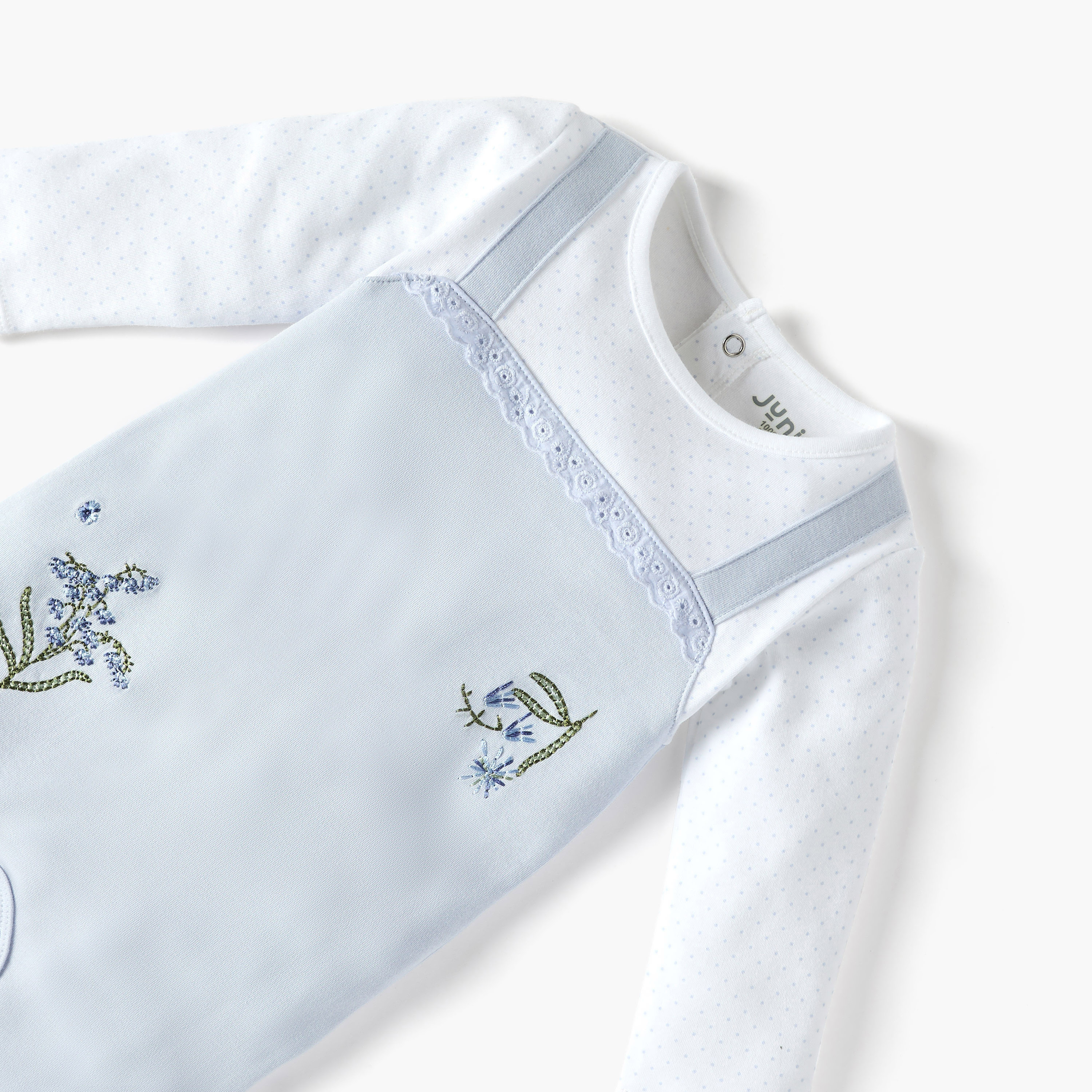 Juniors Embroidered Sleepsuit with Long Sleeves and Button Closure-baby-girls-clothing-nightwear-sleepsuits-image-3