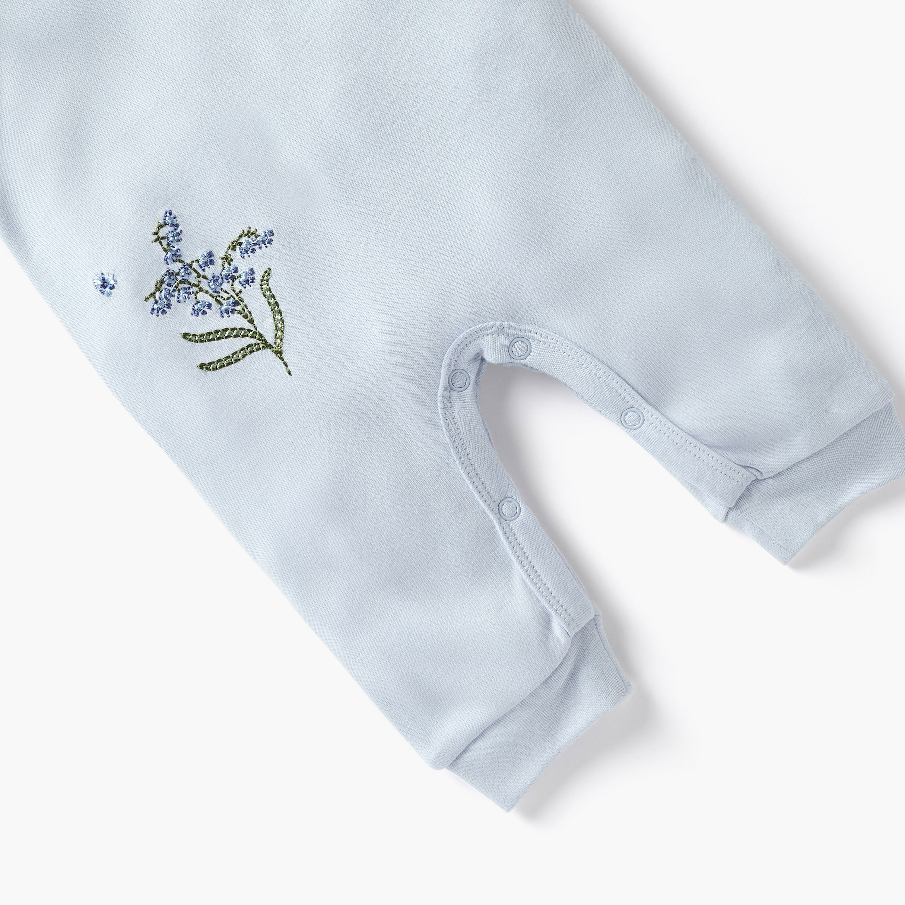 Juniors Embroidered Sleepsuit with Long Sleeves and Button Closure-baby-girls-clothing-nightwear-sleepsuits-image-4