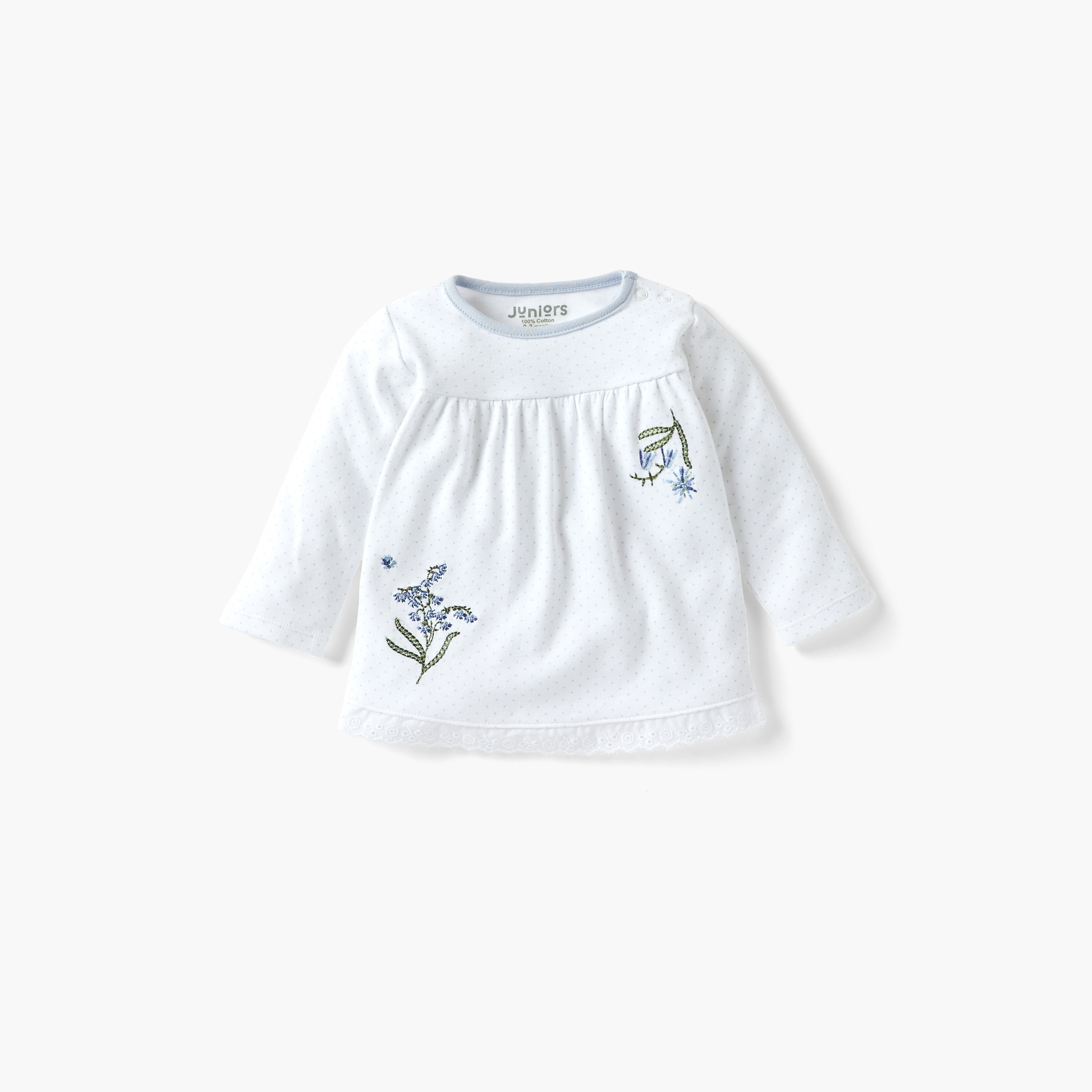 Juniors Embroidered Long Sleeves T-shirt and Pyjama Set-baby-girls-clothing-nightwear-pyjamasets-image-2