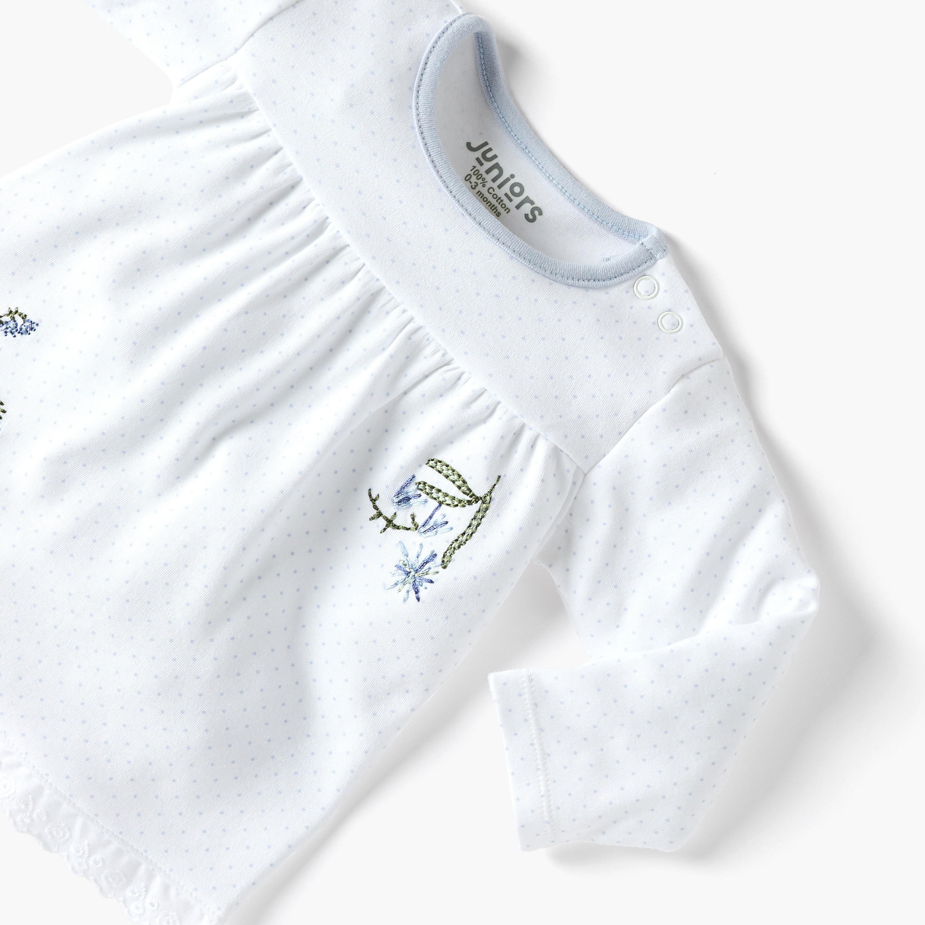Juniors Embroidered Long Sleeves T-shirt and Pyjama Set-baby-girls-clothing-nightwear-pyjamasets-image-4