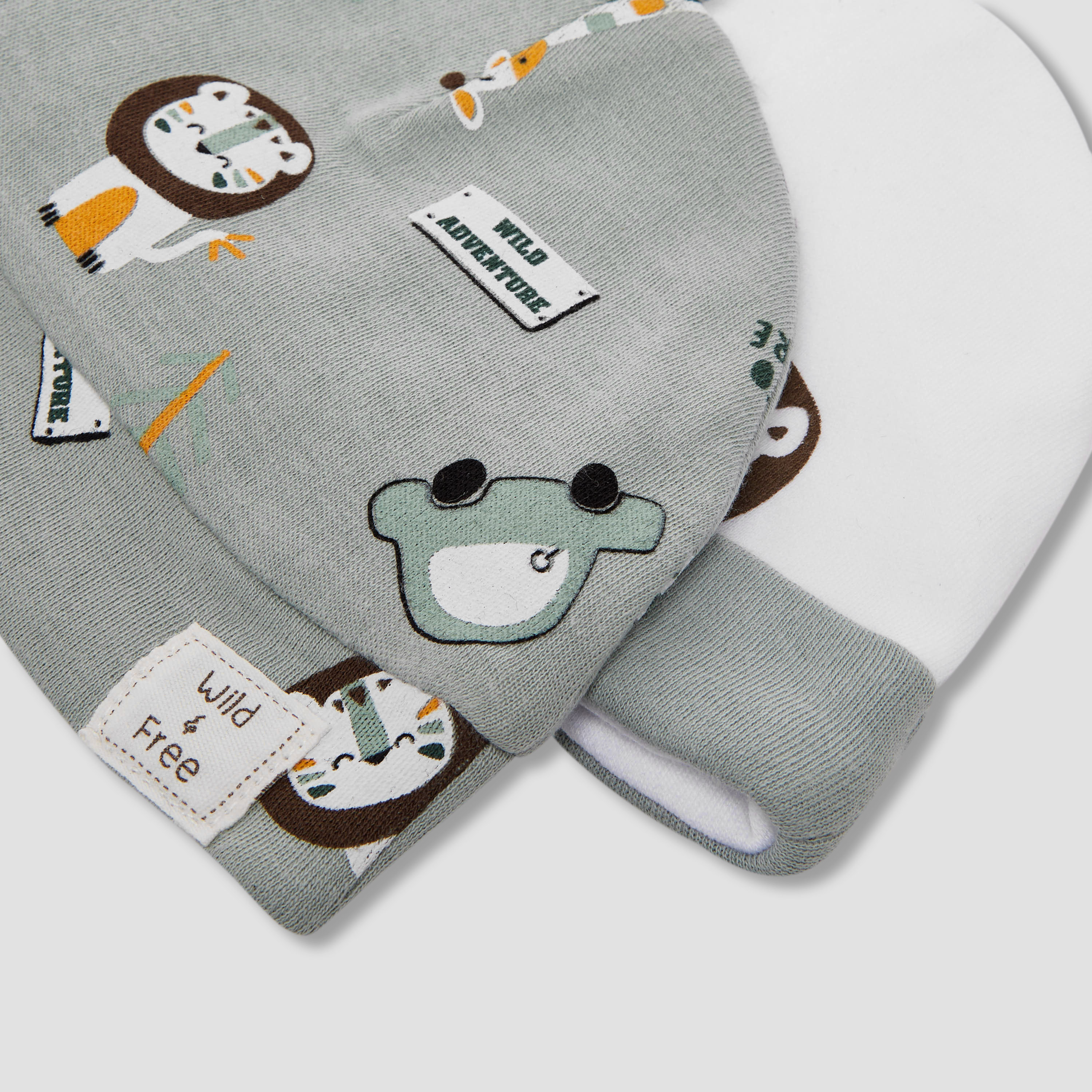 Juniors Animal Print Beanie Cap - Set of 2-baby-boys-accessories-caps-image-7