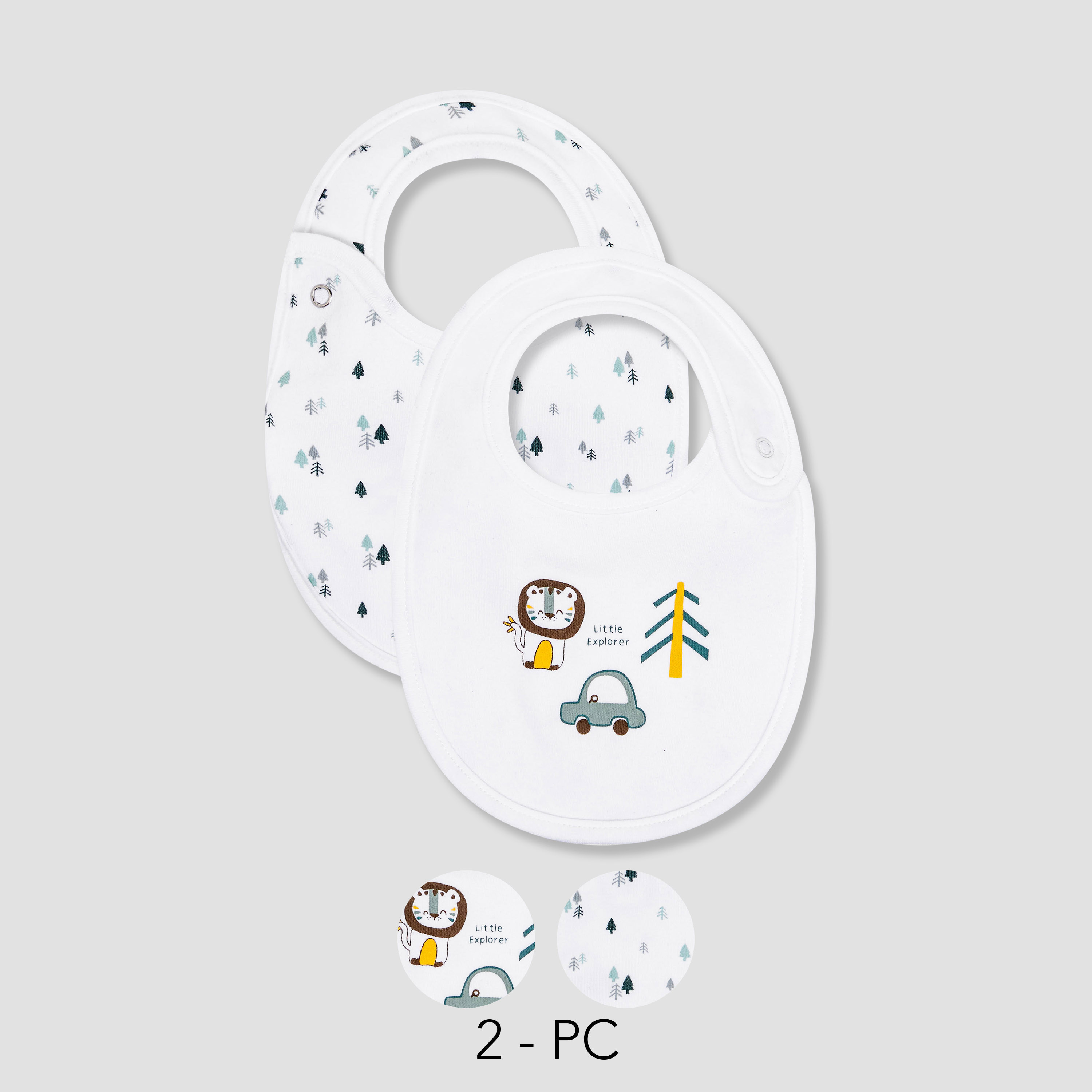 Juniors Printed Bib with Snap Button Closure - Set of 2-baby-feeding-bibs-image-1