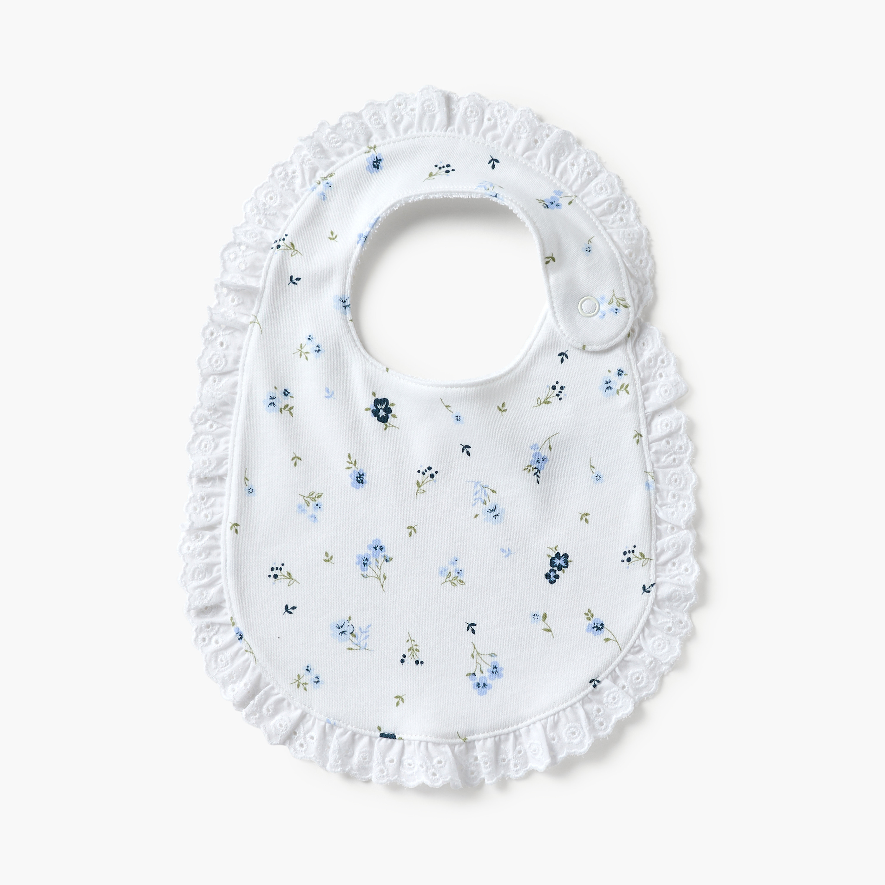 Juniors Floral Print Bib with Lace Detail and Button Closure-baby-feeding-bibs-image-2