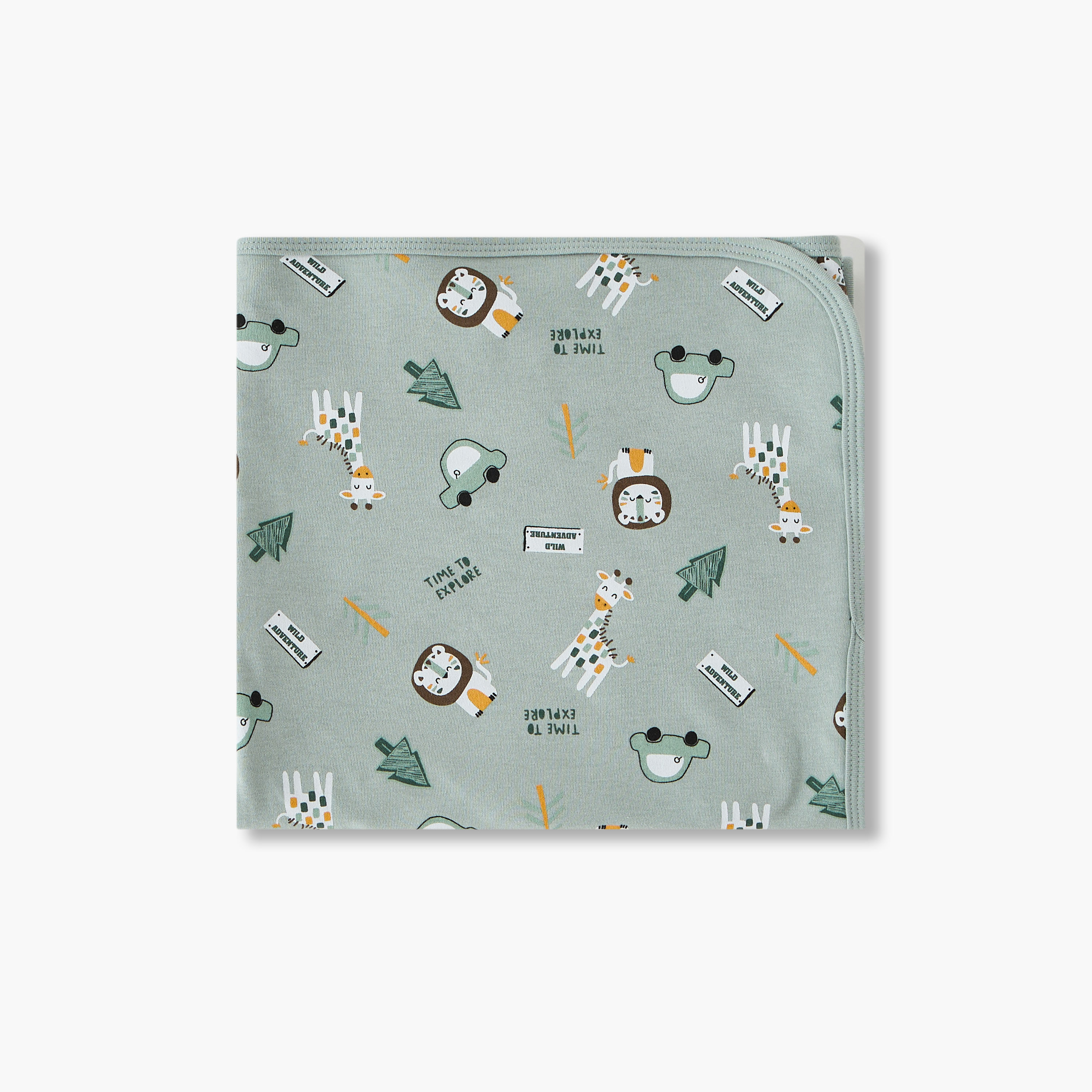 Juniors Baby Receiving Blanket with Animal Print - Cotton-baby-nursery-blanketsandswaddles-receivingblankets-image-3