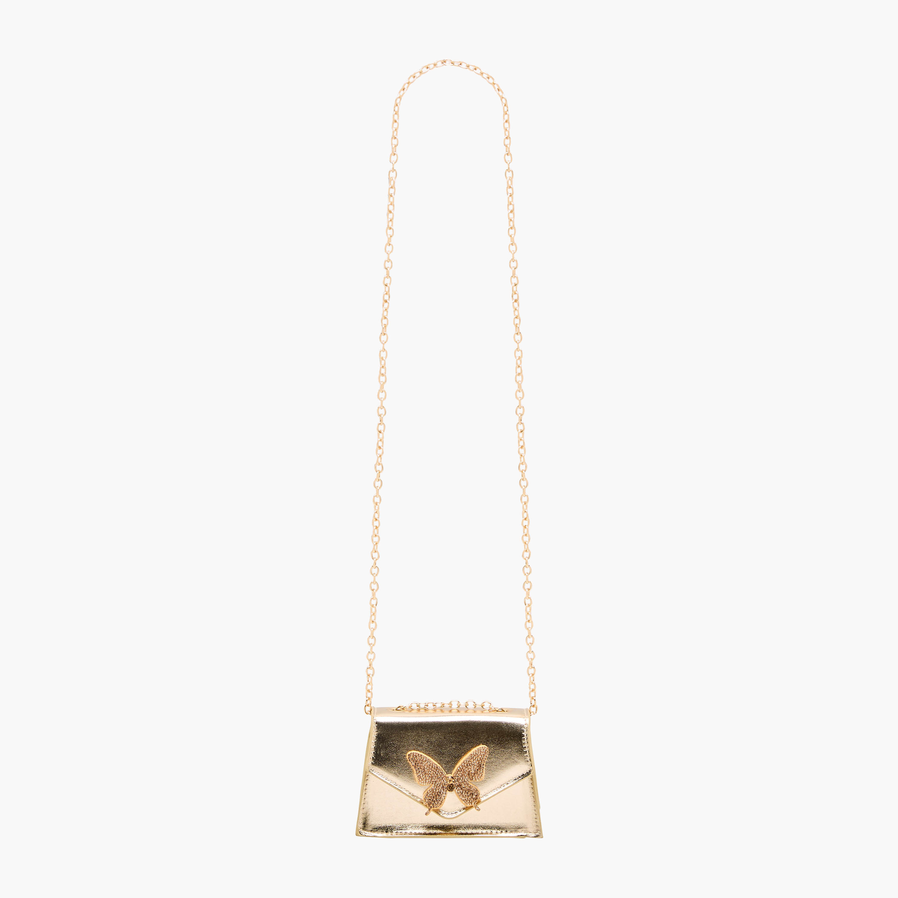 شنطة كروس بودي مبطنة بتزيينات فراشة وحزام سلسلة من فلورا بيلا-girls-accessories-bags-image-3