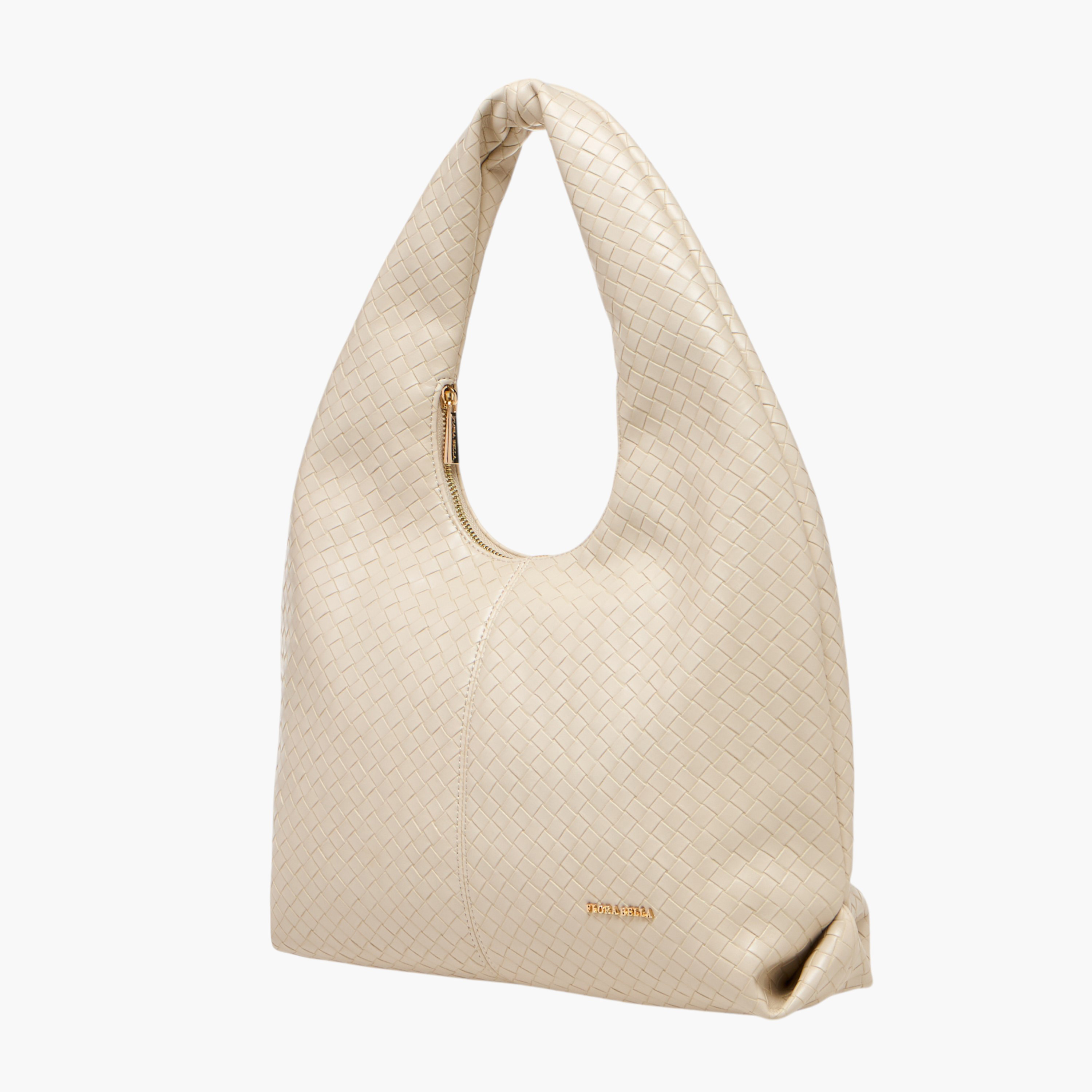 Flora Bella Textured Hobo Bag with Handle and Zip Closure-women-bagsandwallets-handbags-image-1