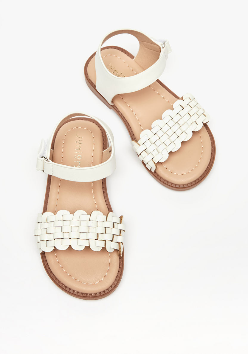 Juniors Weave Open Toe Sandals with Hook and Loop Closure-Girl%27s Sandals-image-1
