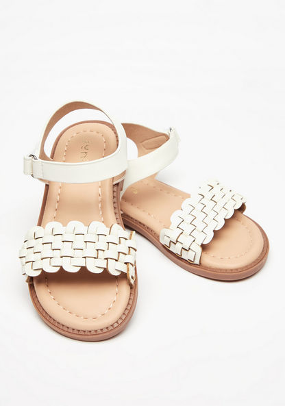 Juniors Weave Open Toe Sandals with Hook and Loop Closure-Girl%27s Sandals-image-3
