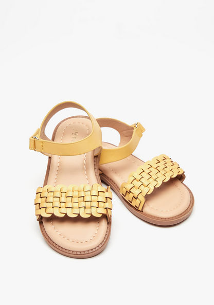 Juniors Weave Open Toe Sandals with Hook and Loop Closure-Girl%27s Sandals-image-3