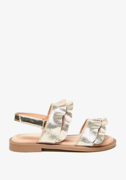 Juniors Ruffle Detail Sandals with Hook and Loop Closure