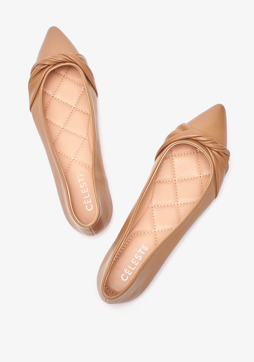Celeste Women's Solid Slip-On Ballerina Shoes with Knot Detail-Women%27s Ballerinas-image-1