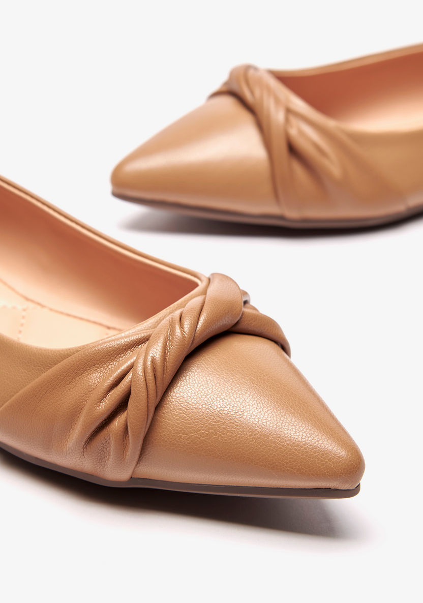 Celeste Women's Solid Slip-On Ballerina Shoes with Knot Detail-Women%27s Ballerinas-image-3