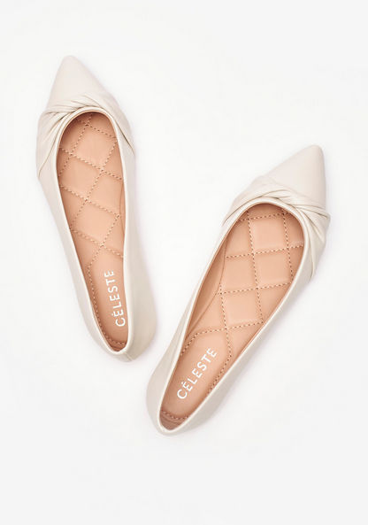 Celeste Women's Solid Slip-On Ballerina Shoes with Knot Detail-Women%27s Ballerinas-image-1