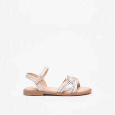 Little Missy Flat Sandals with Hook and Loop Closure