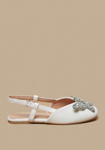 Little Missy Embellished Slingback Ballerina Shoes with Hook and Loop Closure-Girl%27s Ballerinas-image-0